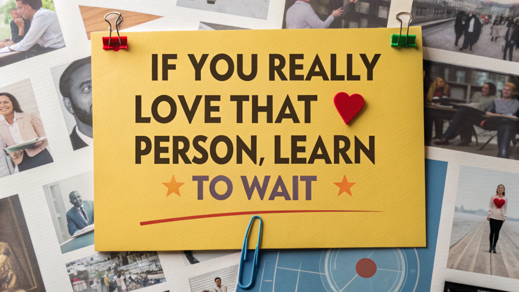 If You Really Love That Person, Learn to Wait