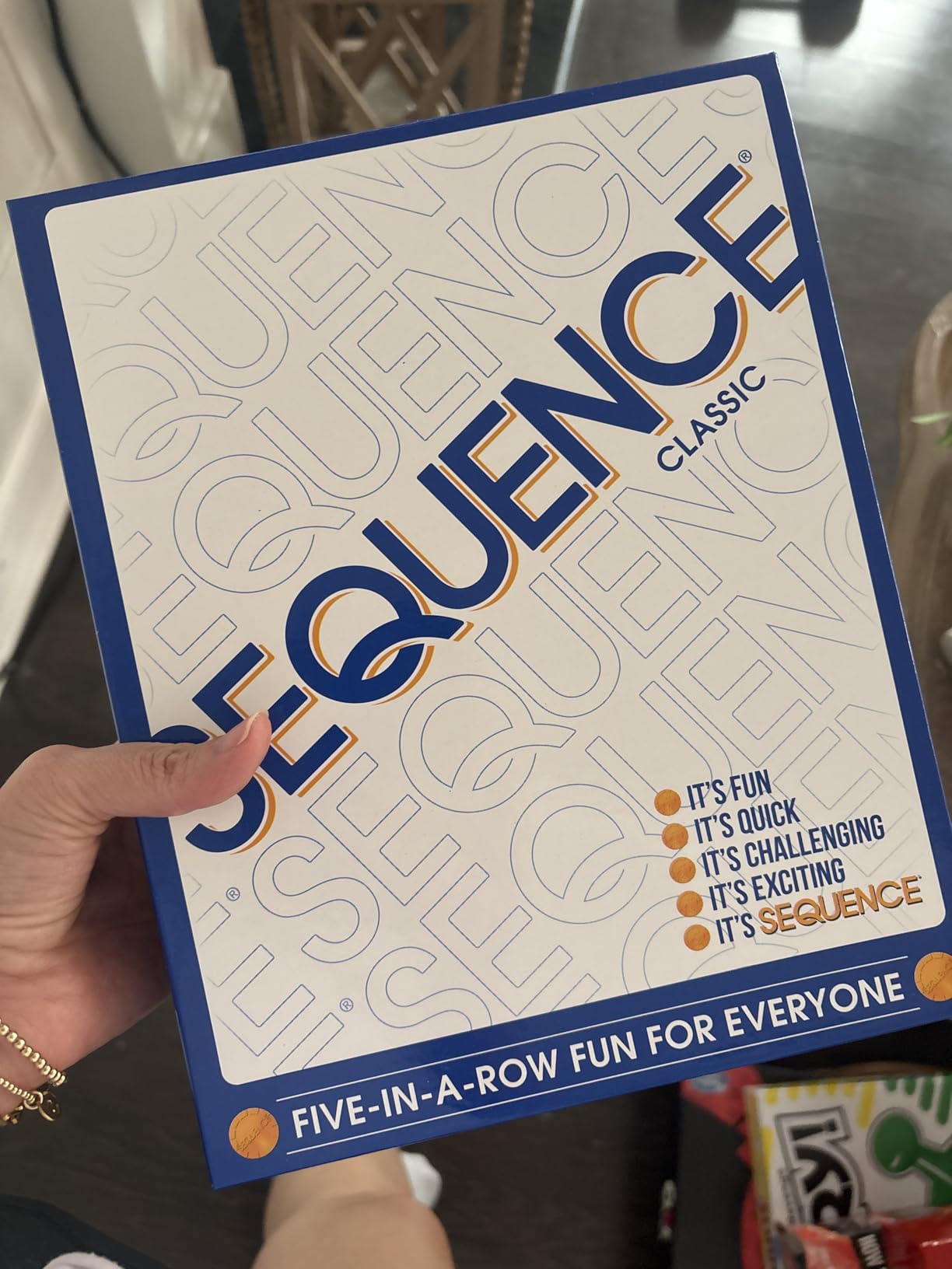 SEQUENCE- Original SEQUENCE Game with Folding Board, Cards and Chips by Jax ( Packaging may Vary ) White, 10.3