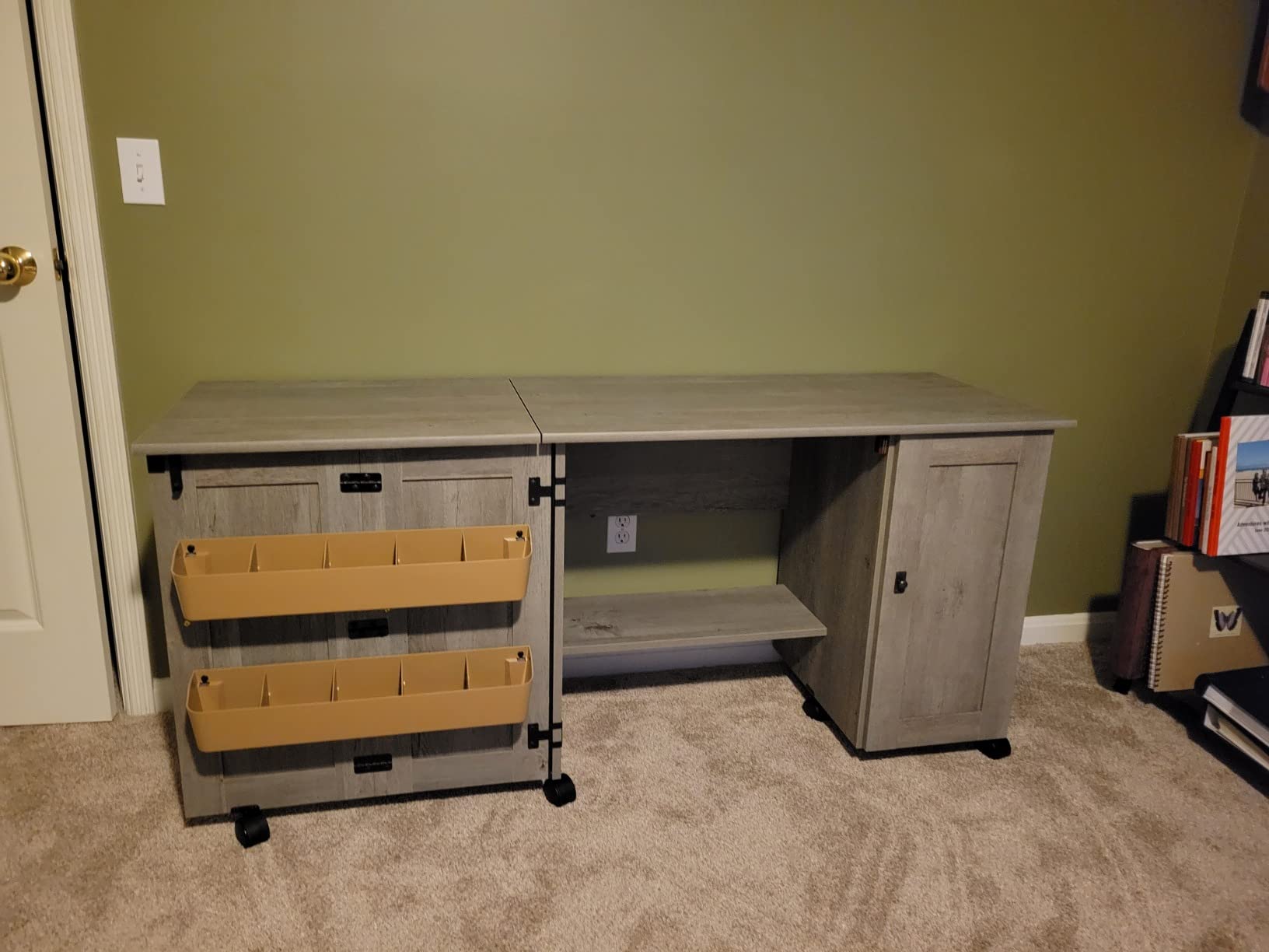 Sauder Miscellaneous Storage Easy Rolling Sewing and Craft Table/Cart/ Pantry cabinets, Cinnamon Cherry finish customer photo 2