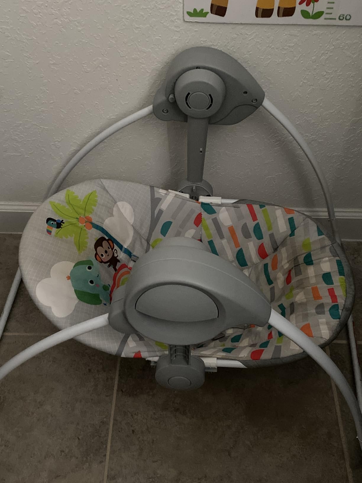 Bright Starts Portable Automatic 6-Speed Baby Swing with Adaptable Speed, Taggies, Music, Removable-Toy-Bar, 0-9 Months 6-20 lbs (Whimsical Wild) customer photo 1