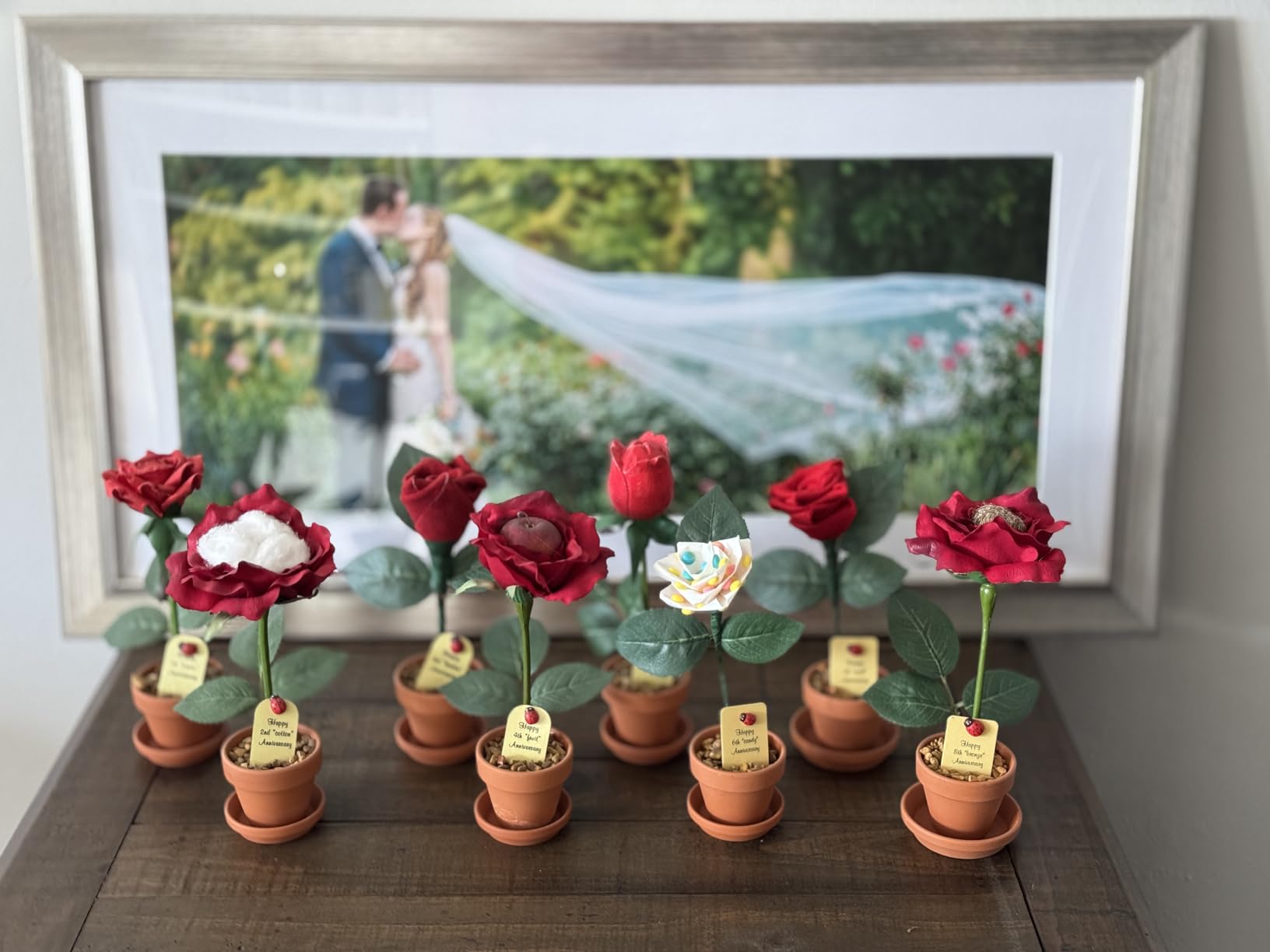 1st Year Paper Wedding Anniversary Red Rose - Paper Rose Gift - 7