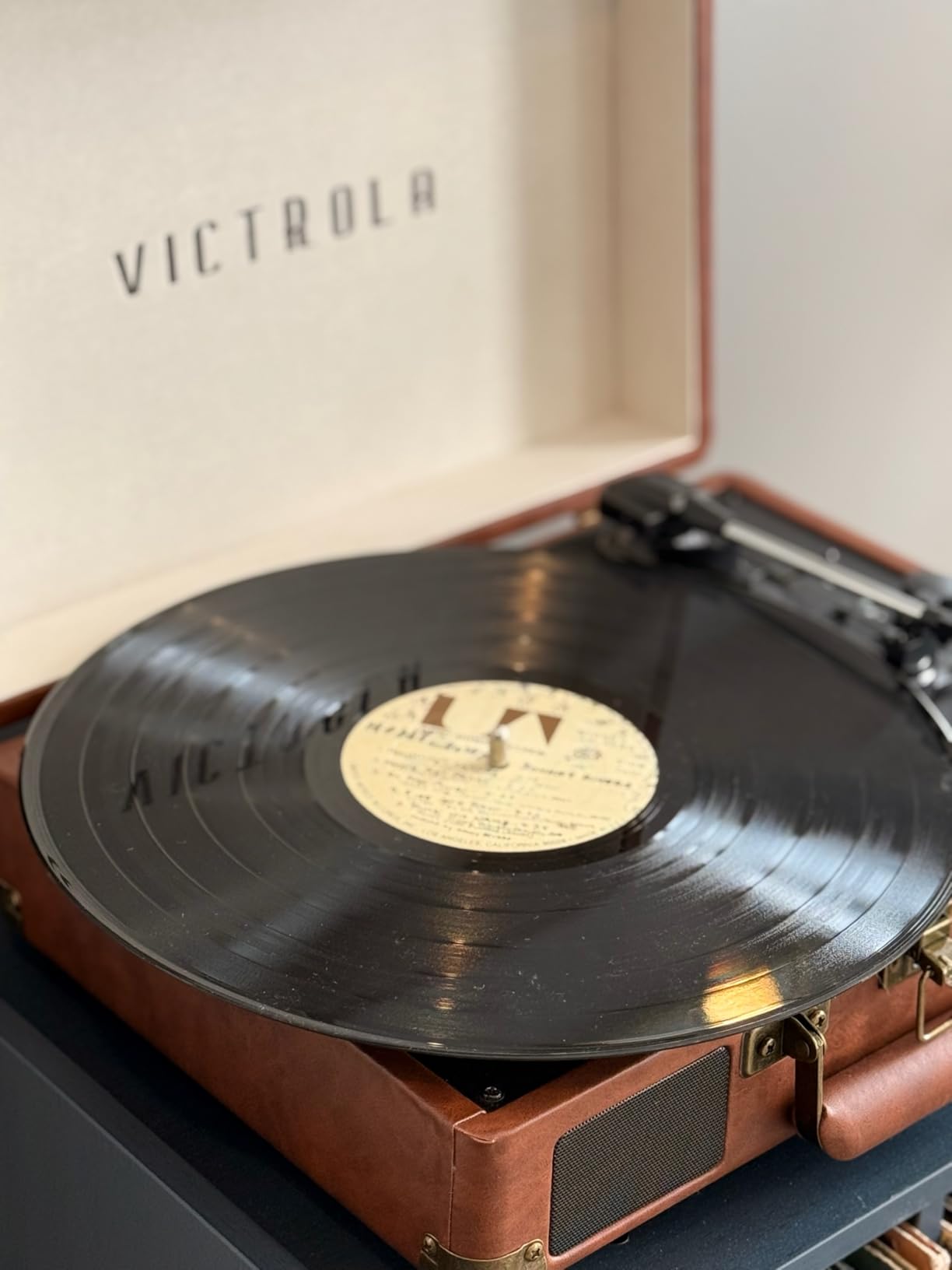 Victrola Journey Bluetooth Portable Suitcase Record Player - with Built-in Speakers, 3 Speed Vinyl Record Player, RCA Out, Headphone Jack (Black) customer photo 1