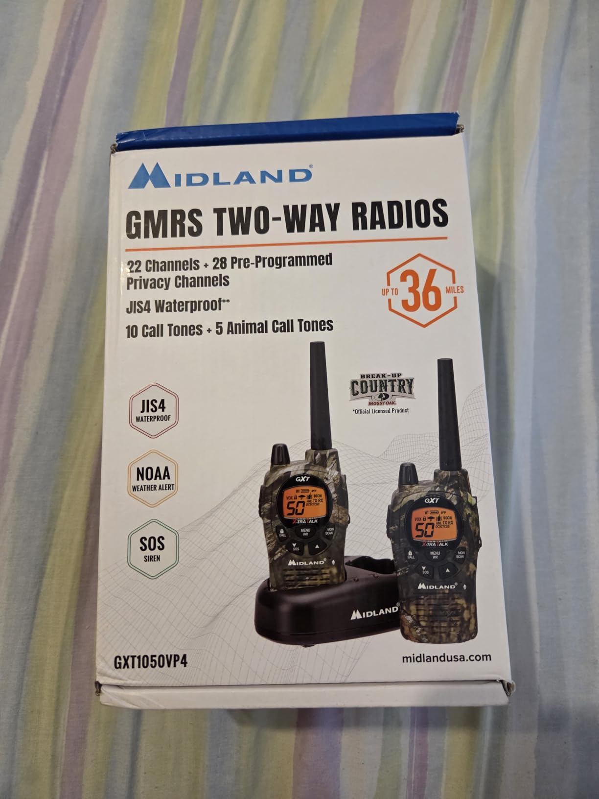 Midland GXT1030VP4 GMRS Two-Way Radio (50-Channel, Long Range, 142 Privacy Codes, SOS, NOAA, Rechargeable Nickel Battery, Black/Yellow, 2-Pack) customer photo 2