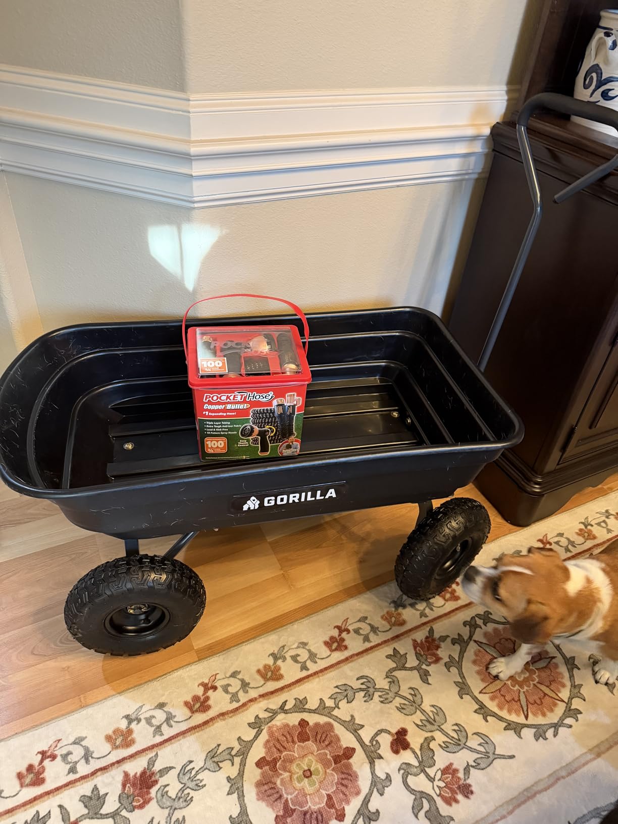 Gorilla Carts Poly Garden Dump Cart, 4 Cu Ft Tub, 600 lb Haul Capacity, Black - Heavy-Duty Utility Wagon with Quick-Release Dumping & Pneumatic Tires for Yard, Landscaping and Gardening customer photo 1