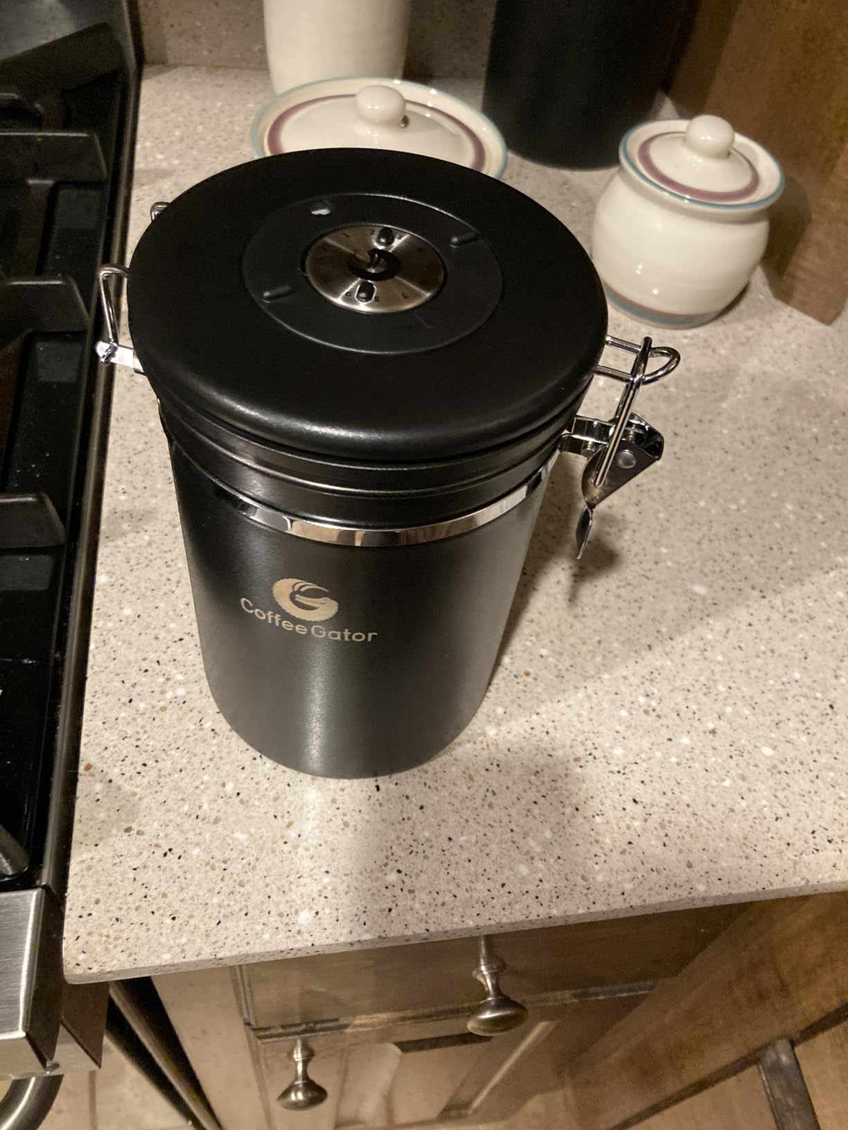 Coffee Gator Coffee Canister - 22oz, Airtight Stainless Steel Kitchen Food Storage Container with Date Tracker, Scoop for Grounds Coffee Bar Accessories, Beans, Tea, Sugar, Flour, Cereal - Silver customer photo 1