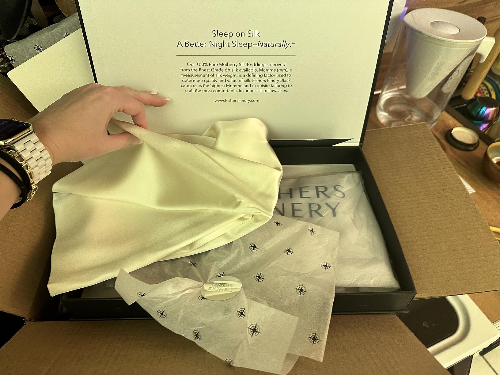 Fishers Finery 30mm 100% Pure Mulberry Silk Pillowcase, Quality Tested (White, King) customer photo 2