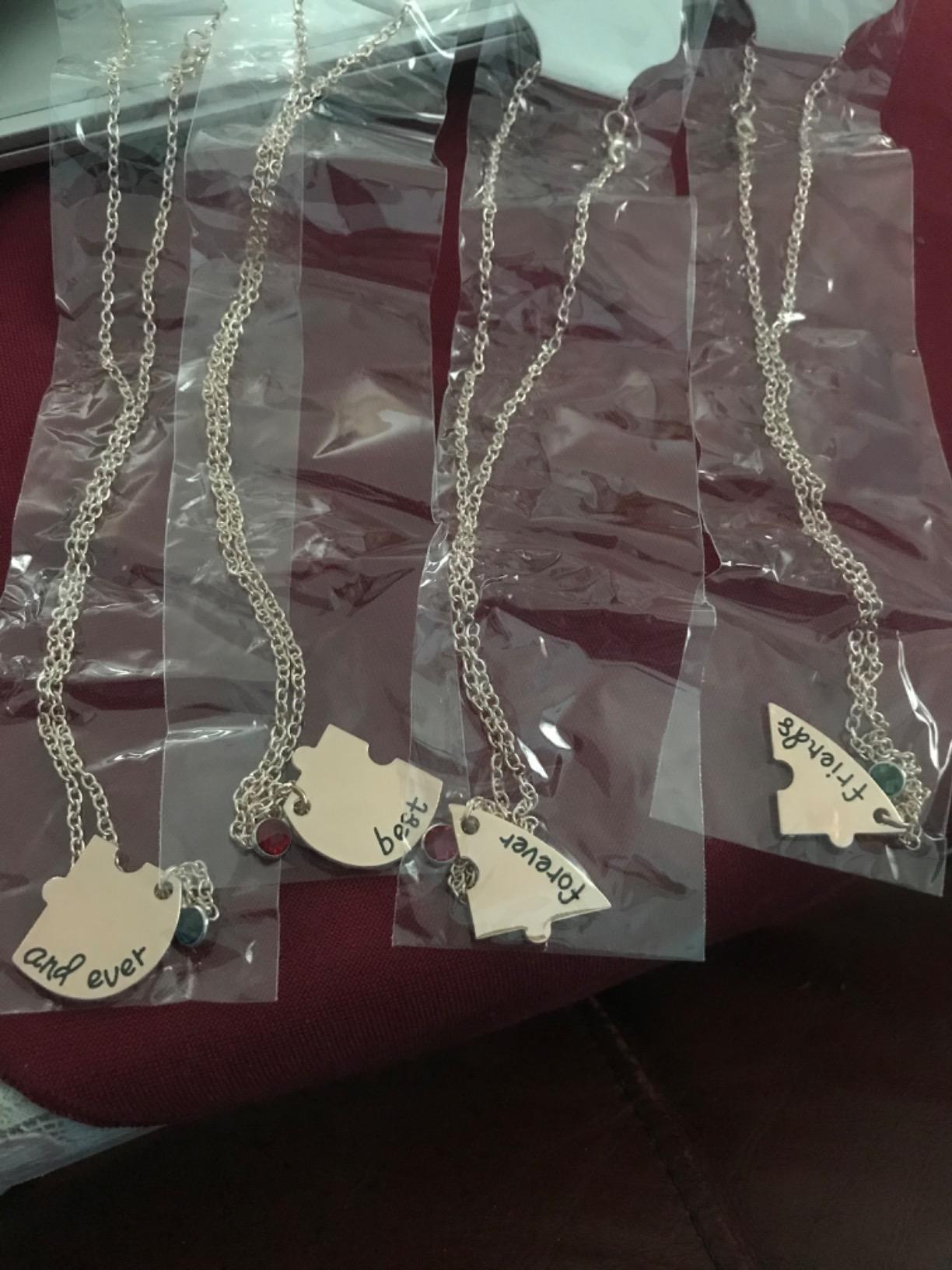 Best Friends Forever and Ever Necklaces for 3 BFF Heart Puzzle Matching Alloy Pendant Necklaces Set Friendship Jewelry for Sisters customer photo 2
