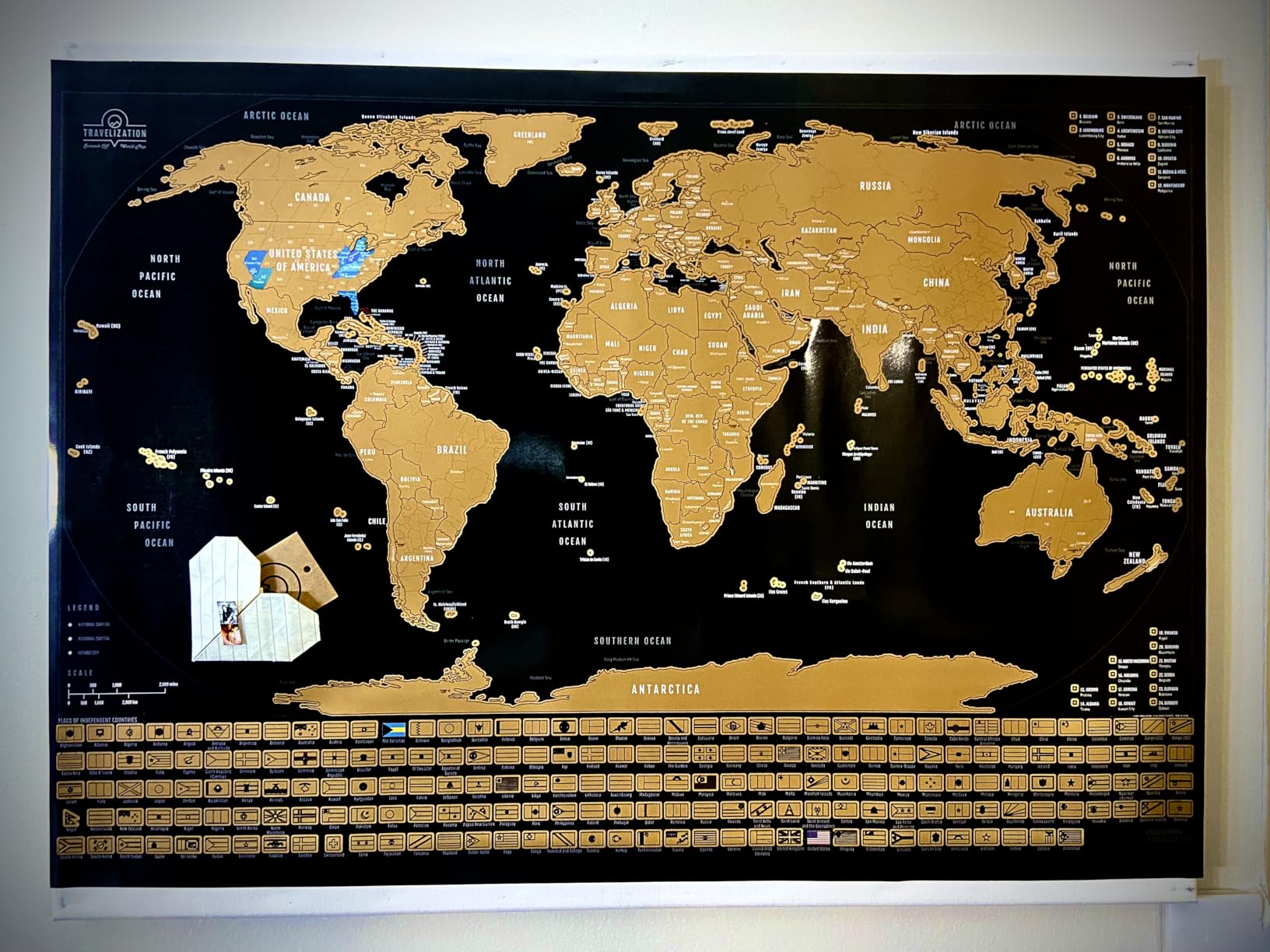 Travelization XL Scratch Off World Map with 196 Country Flags 36