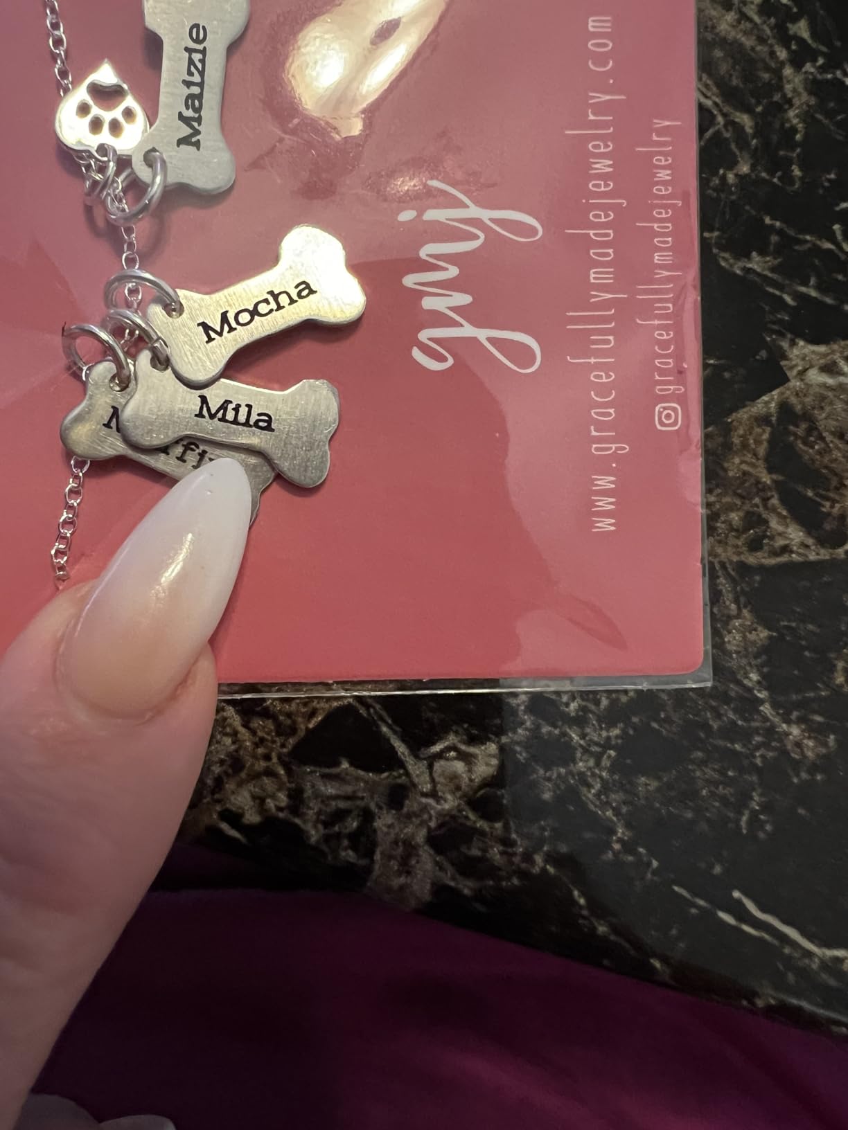 Custom Dog Bone Memorial Necklace With 925 Sterling Silver Paw Print Charm - Memorial Necklace With Personalized Names For Dog Lovers - Pet Jewelry Puppy Animal Pendant customer photo 1