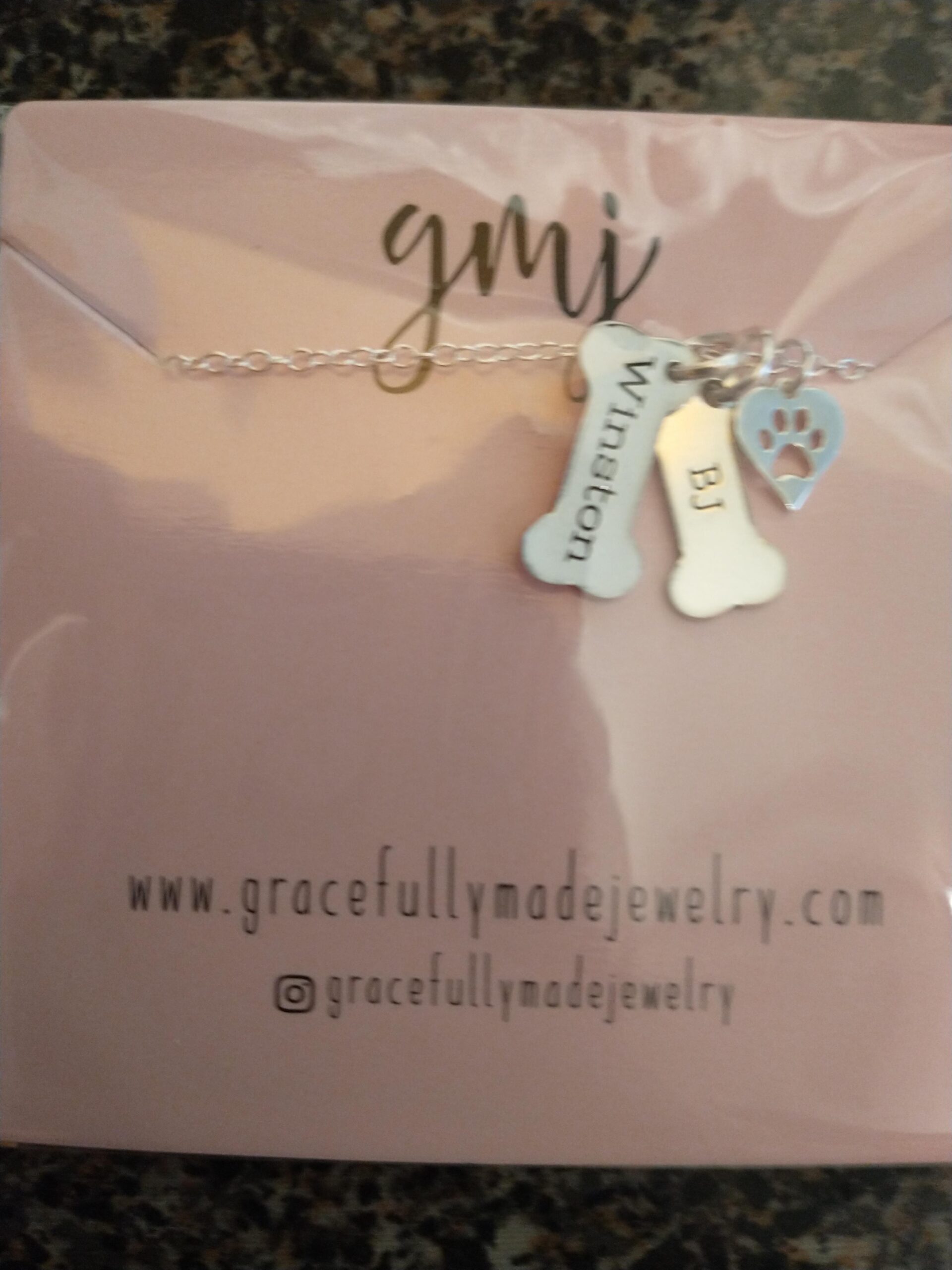 Custom Dog Bone Memorial Necklace With 925 Sterling Silver Paw Print Charm - Memorial Necklace With Personalized Names For Dog Lovers - Pet Jewelry Puppy Animal Pendant customer photo 2
