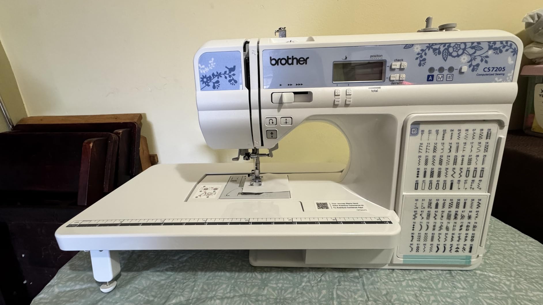 Brother CS7205 Computerized Machine, 150 Built Stitches, 1 Font, Wide Table, 11 Sewing Feet customer photo 1