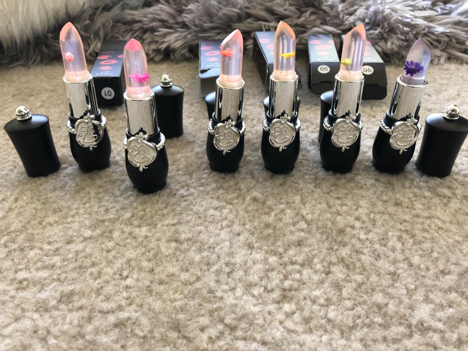 Pack of 6 Crystal Flower Jelly Lipstick, Long Lasting Nutritious Lip Balm Lips Moisturizer Magic Temperature Color Change Lip Gloss, Small Gifts, Mothers Day Gifts, Teacher Appreciation Gifts (Pink) customer photo 1