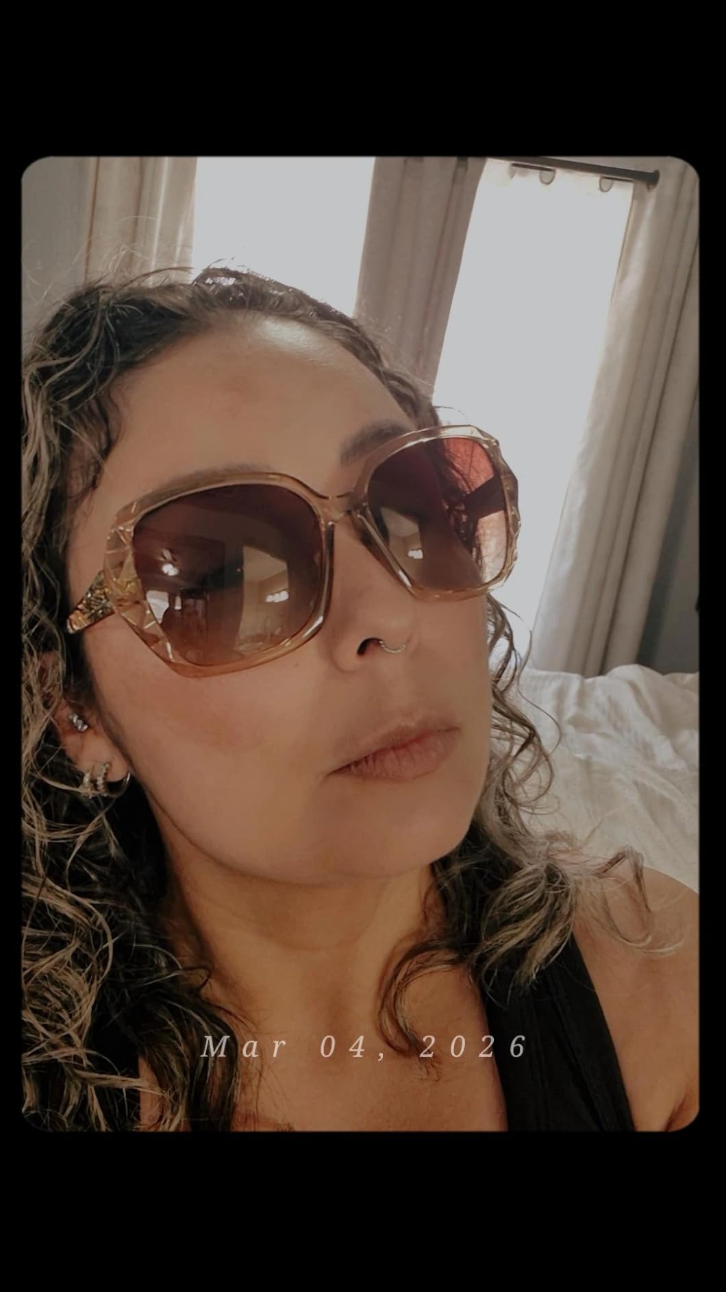 FEISEDY Polarized Women Square Sunglasses Sparkling Composite Shiny Frame B2289 customer photo 1