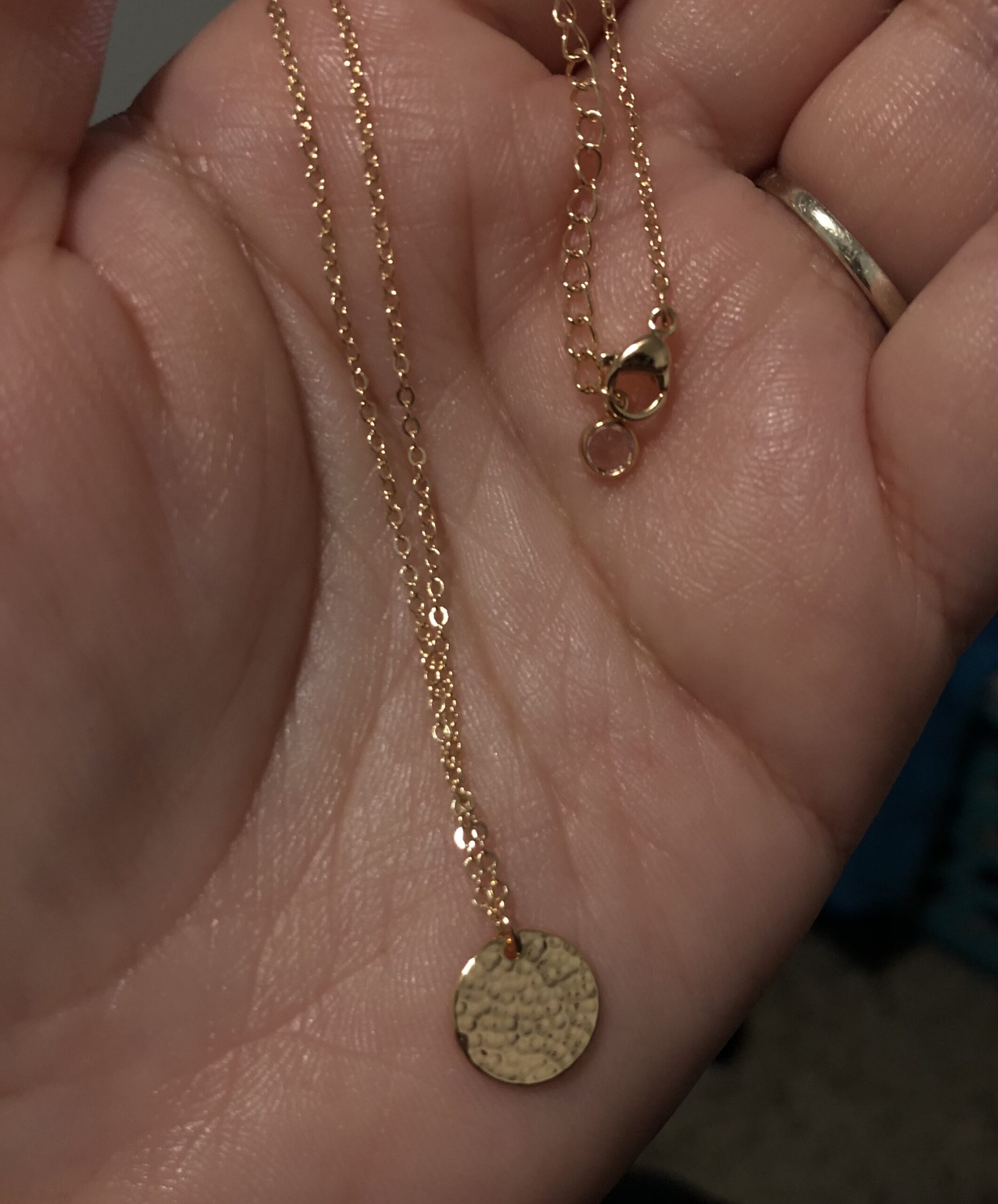 Constellation Necklace Pendant 14K Gold-Plated Hammered Round Disc Engraved Zodiac Sign Pendant 17.5'' Adjustable Dainty Necklace customer photo 2