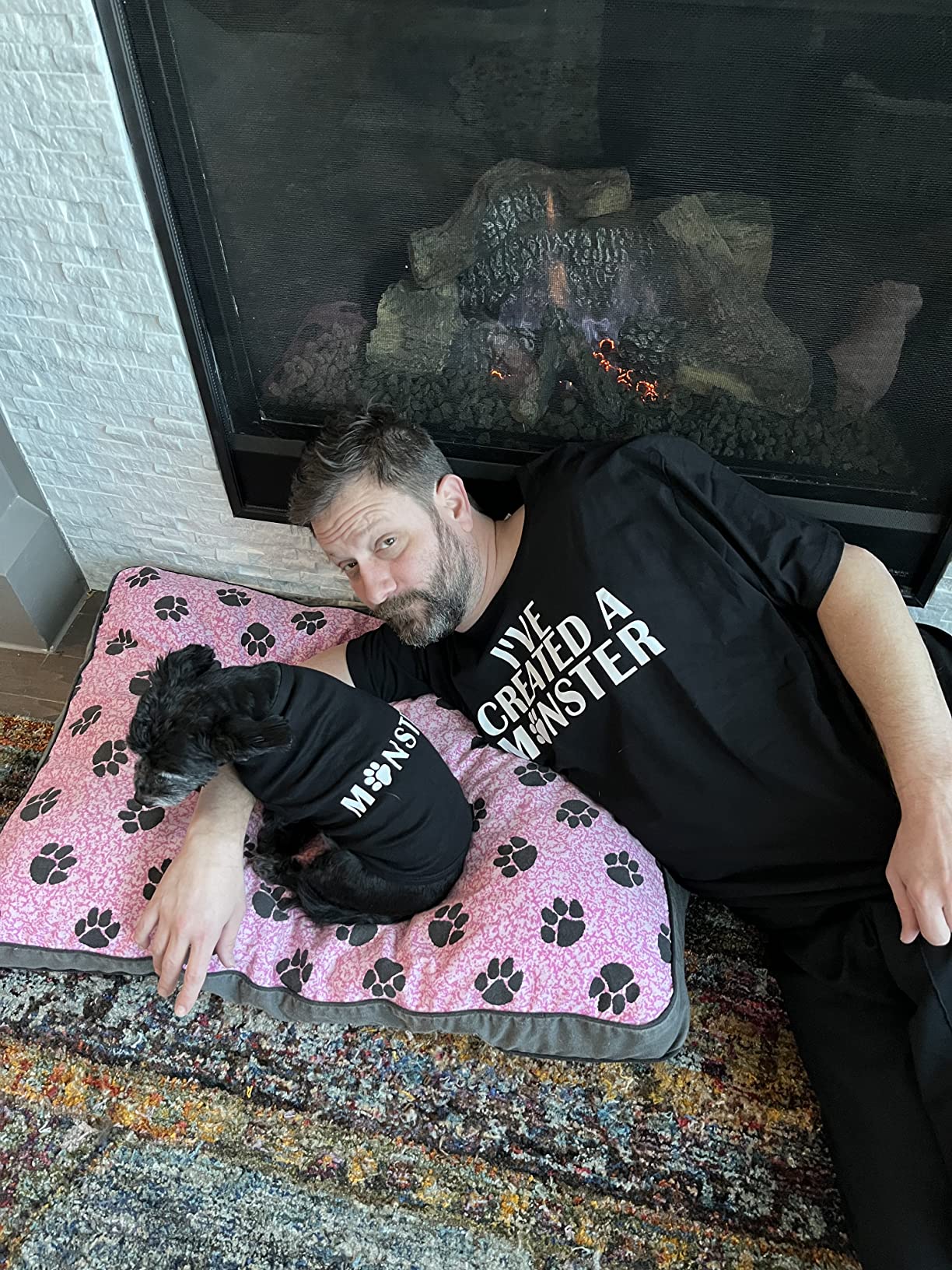 Matching Dog and Owner Outfit -I've Created A Monster, Adult Large + Dog Small, Black customer photo 2