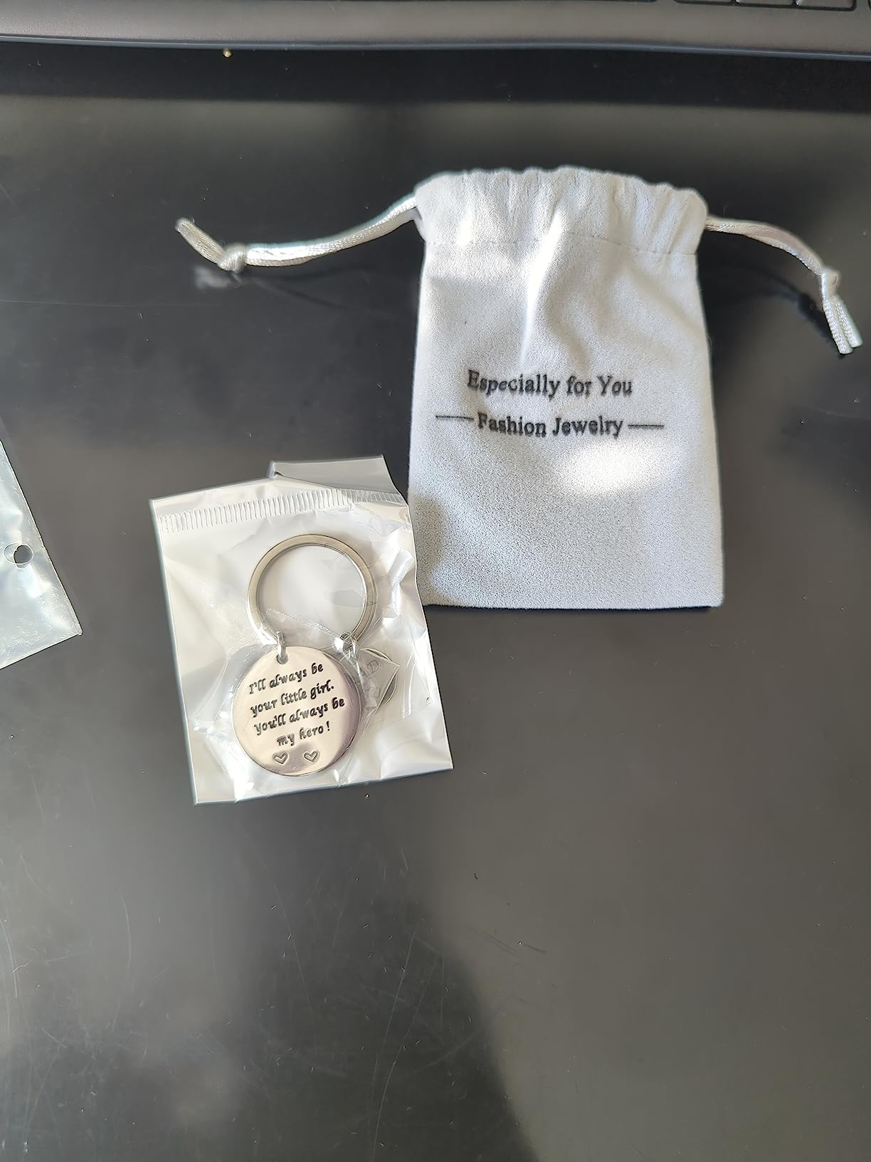 Father's Day Gift - Dad Gifts from Daughter for Birthday Christmas Valentine's Day, I'll Always Be Your Little Girl, You Will Always Be My Hero Daddy Keychain, Father Daughter Keyring customer photo 2