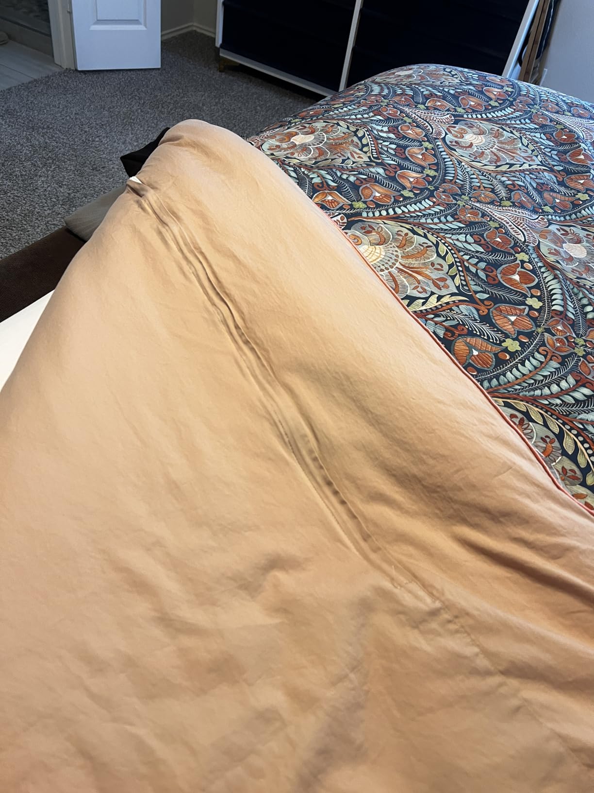 VM VOUGEMARKET Bohemia Duvet Cover Set King,3 Piece Long Staple Cotton Comforter Cover with Zipper Closure,Green Golden Elegant Bedding Set-Carol,King customer photo 2