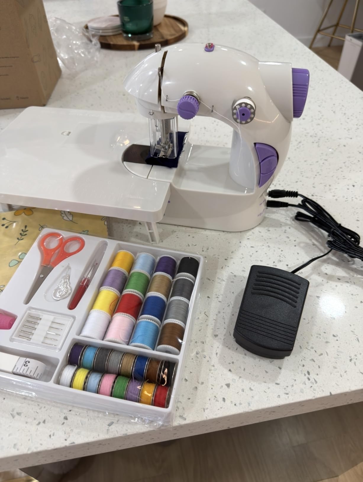 KPCB Tech Sewing Machine for Beginners [Full Set] with Finger Guard and Fabric Bundles - Mini Sewing Machine with Sewing Kits, Foot Pedal, US Adapter and Extension Table customer photo 1