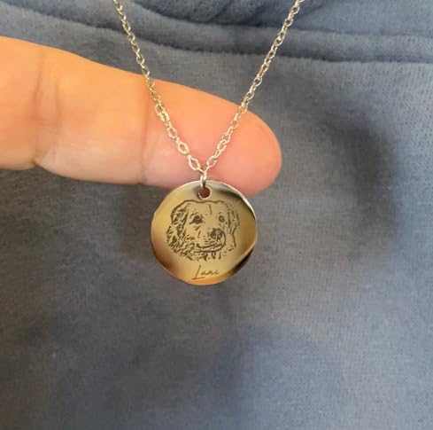 MignonandMignon Personalized Pet Portrait Necklace - Custom Jewelry Gift for Dog or Cat Lovers Unique Holiday Gifts for Her -LCN-AP customer photo 1