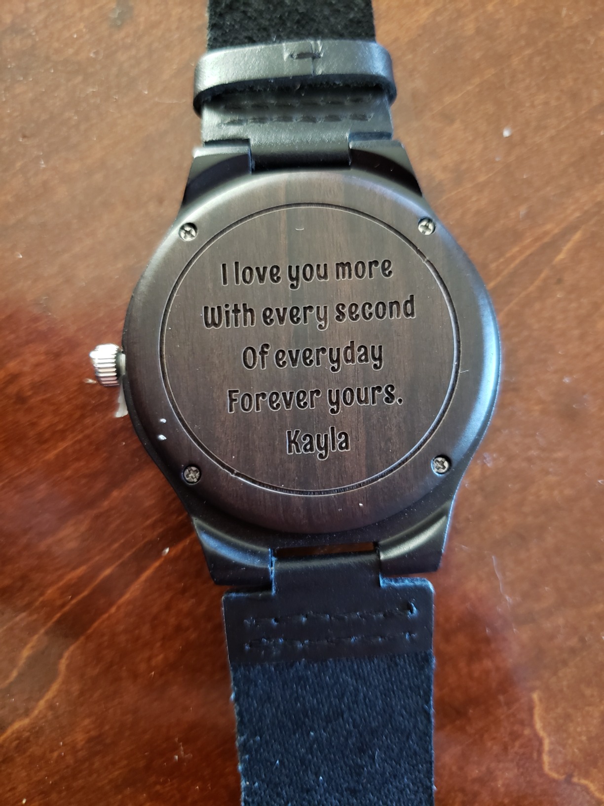 Engraved Wooden Watches for Men - Customized Wood Wrist Watches for Husband Boyfriend Dad Son customer photo 2