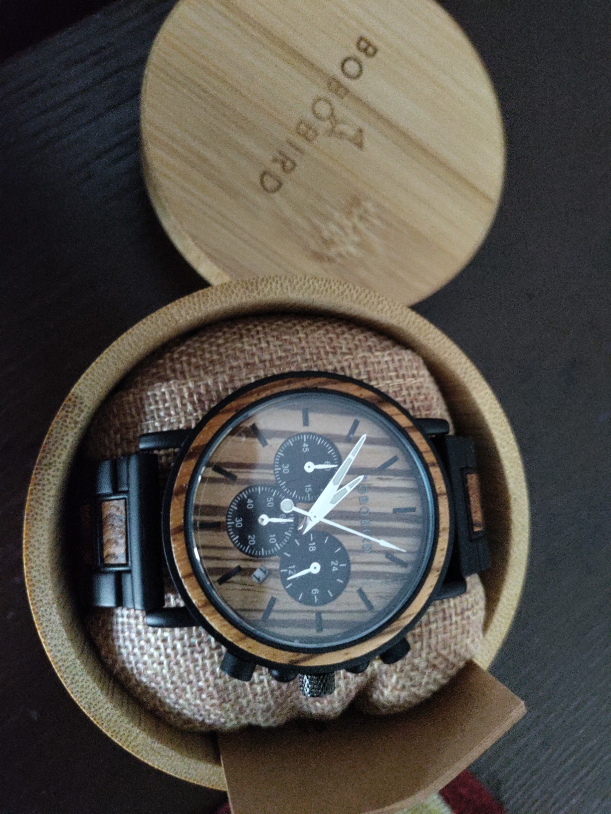 Mens Personalized Engraved Wooden Watches, Stylish Wood & Stainless Steel Combined Quartz Casual Wristwatches for Men Family Friends Customized Watch customer photo 2