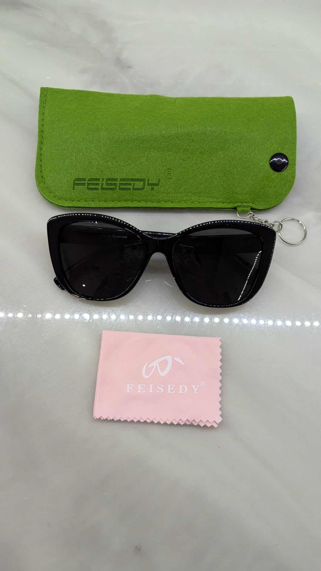 FEISEDY Polarized Vintage Sunglasses American Womens Square Jackie O Cat Eye Sunglasses B2451 customer photo 2