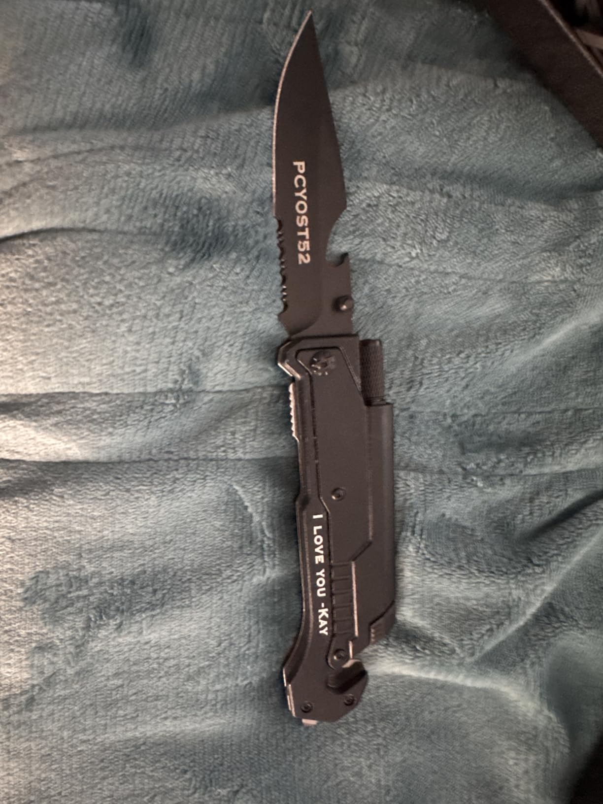 Husband Birthday Present, Pocket Knife with 6 Functions, LED Light, Fire Starter, Bottle Opener, Seat Belt Cutter, Glass Breaker, Anniversary Present for Men, Boyfriend, Father's Day customer photo 1