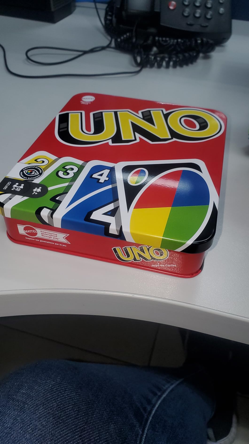 Mattel Games UNO Card Game in Travel & Storage Tin for Kid, Adult & Family Nights & Parties, Color Blind Accessible & Customizable Deck (Amazon Exclusive) customer photo 1