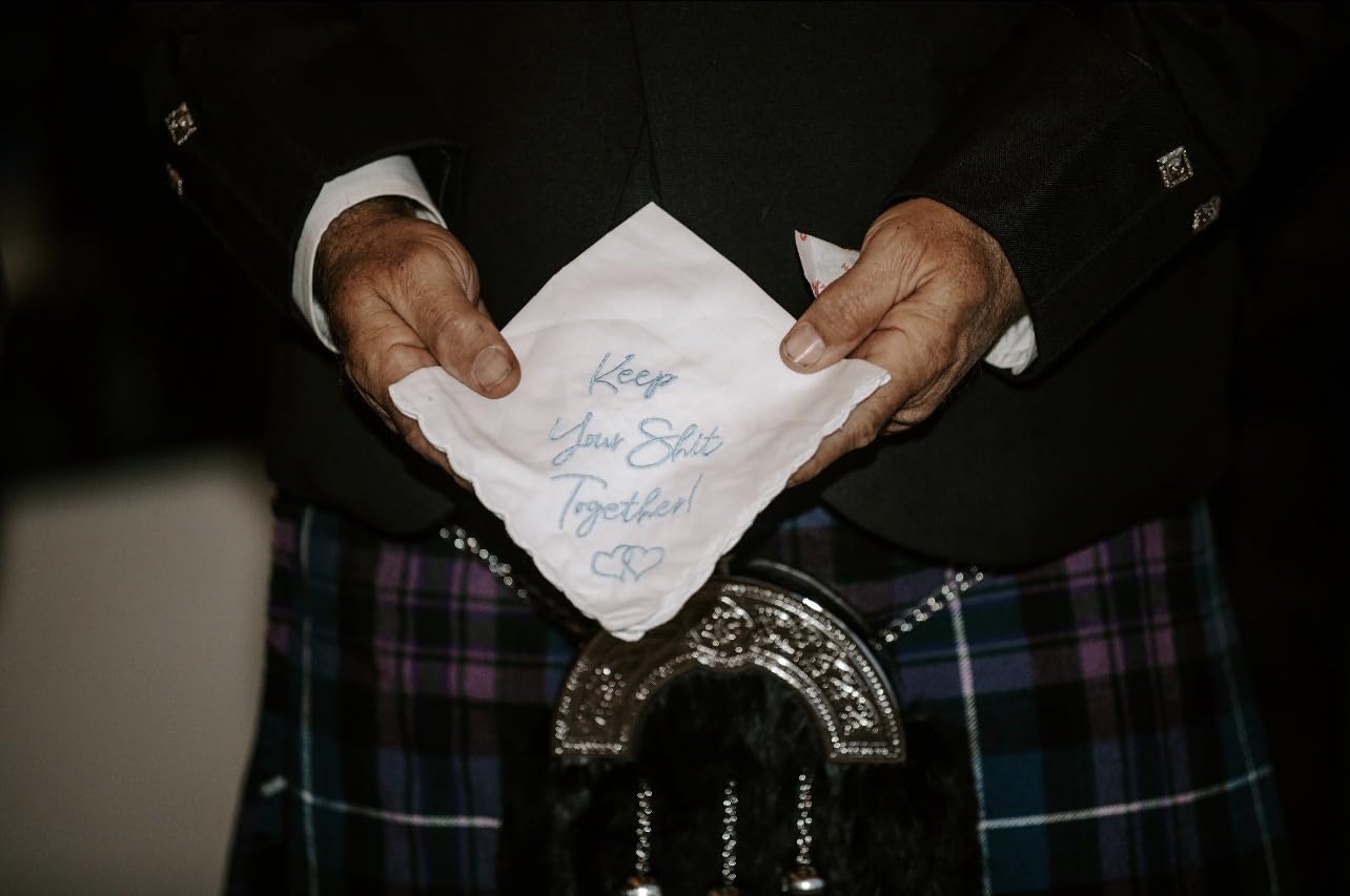W&F GIFT Something Blue Wedding Gift Embroidered Handkerchief | Keep Your Shit Together! | Wedding Day Bride Gift customer photo 2