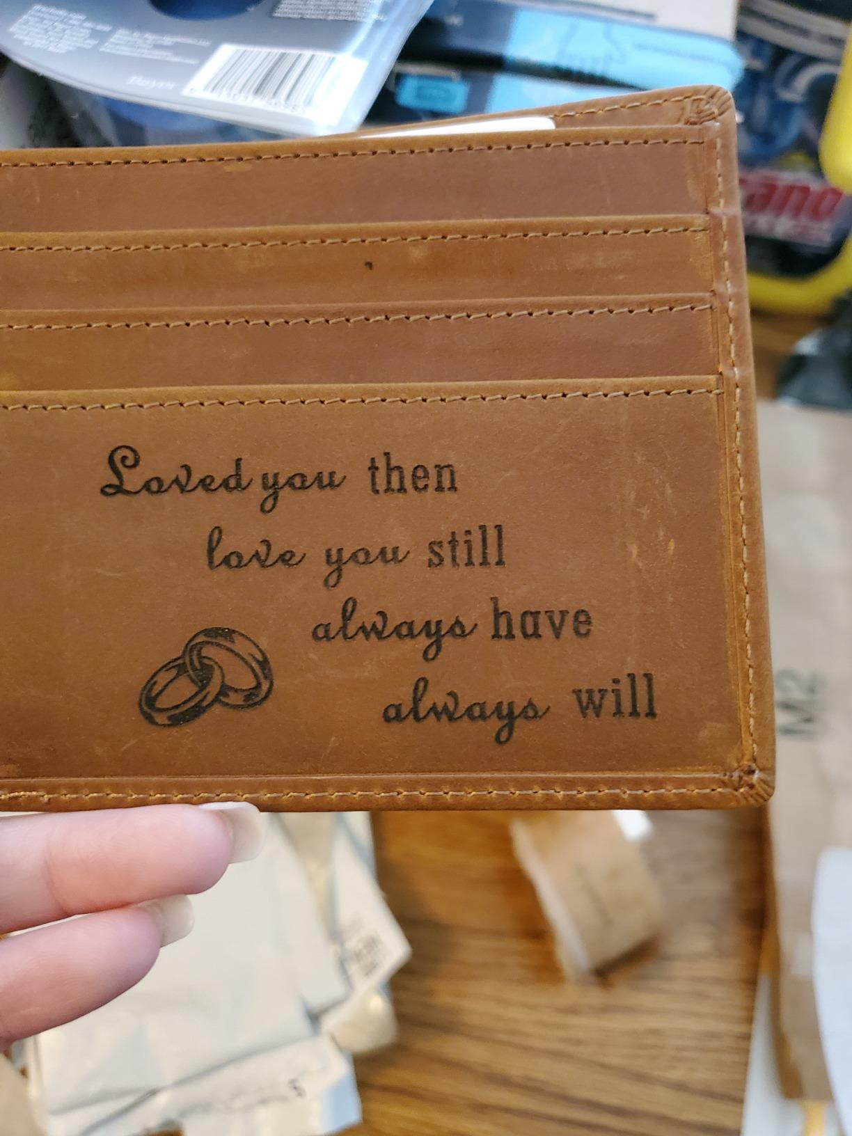 Custom wallet for Men Personalized Anniversary Birthday Gifts for Him Engraved Leather Wallet for Husband Boyfriend Lover Dad Son Boys Wallet (Tri-fold wallet to my love) customer photo 1