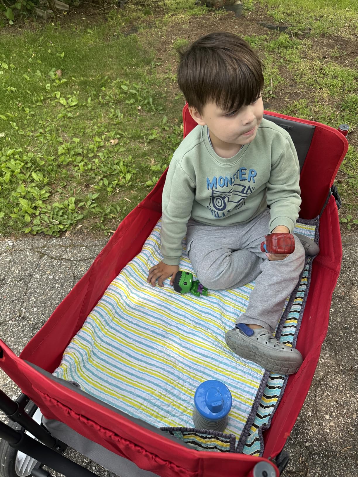 Radio Flyer Wagon for Kids, Baby Stroller, Outside Toys for Toddlers 1-3, Rolling Cart, Beach Cart with Wheels, Convertible Stroller Wagon for Kids Ages 1+ Years, Red customer photo 1