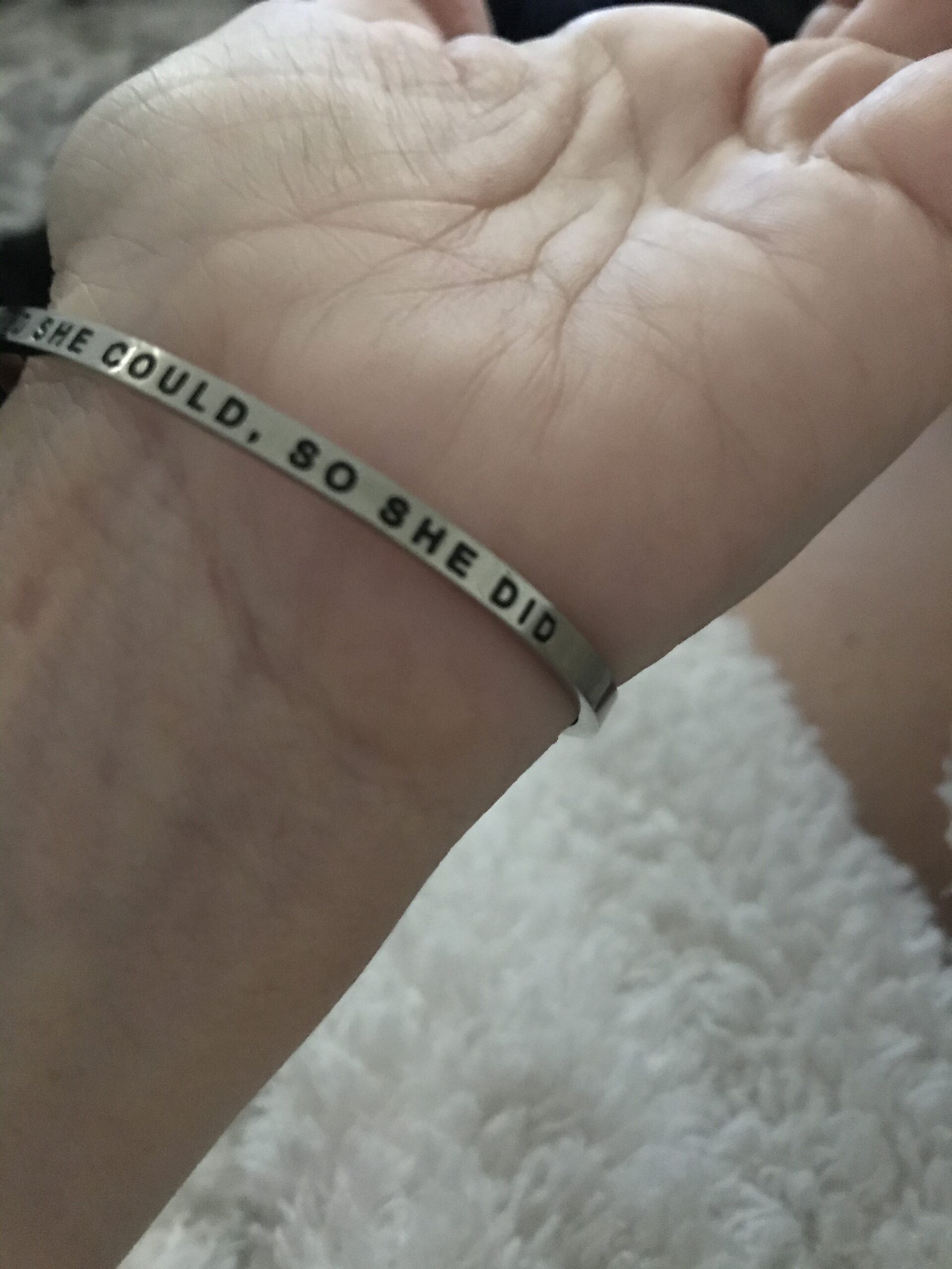 MantraBand Inspirational Engraved Adjustable Mantra Band Cuff Bracelet - Silver color customer photo 2