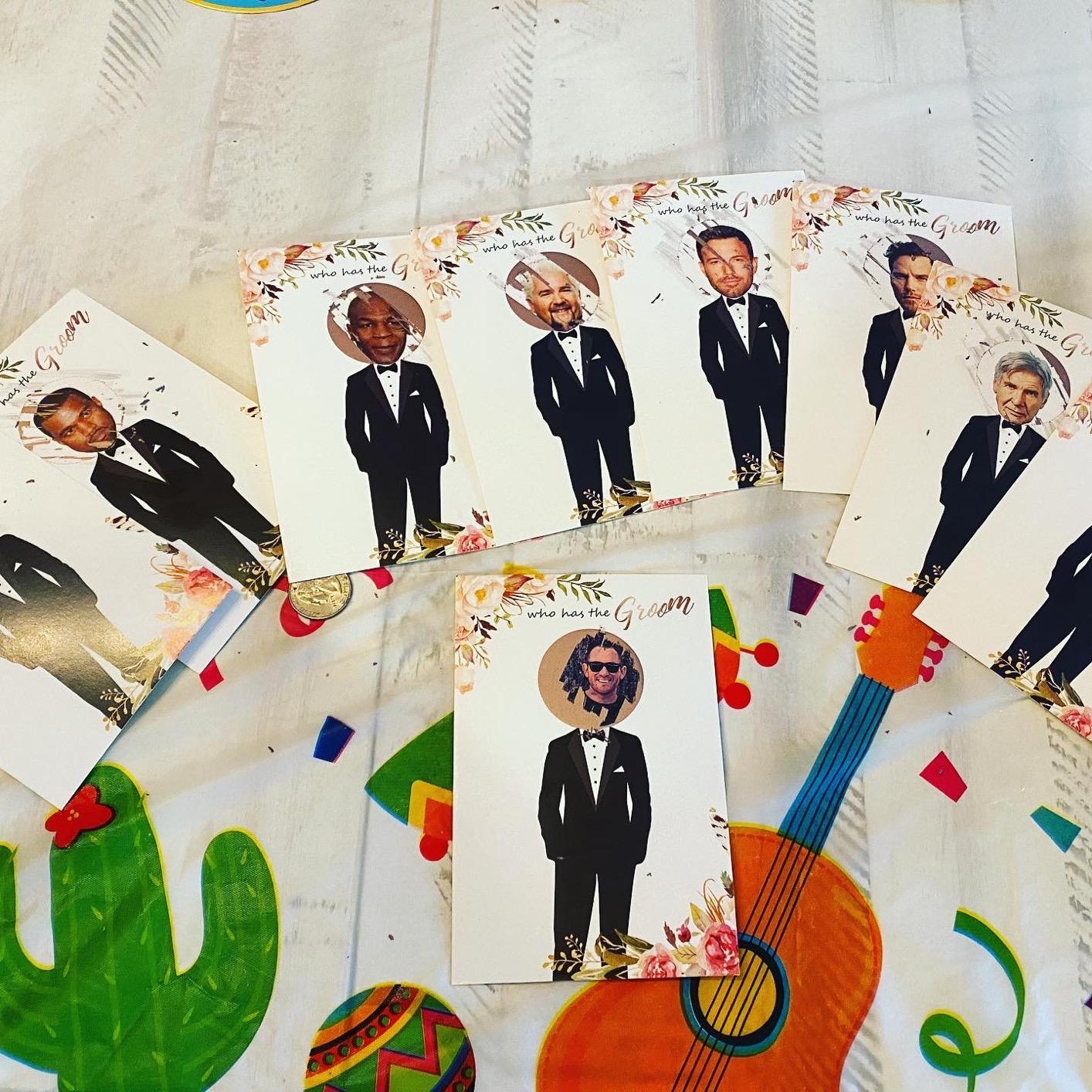 Floral Bridal Shower Games - Who Has The Groom Scratch Off Celebrity Cards Tickets for 48 Guests - Funny Bachelorette Party Games Ideas - Rose Gold White customer photo 2