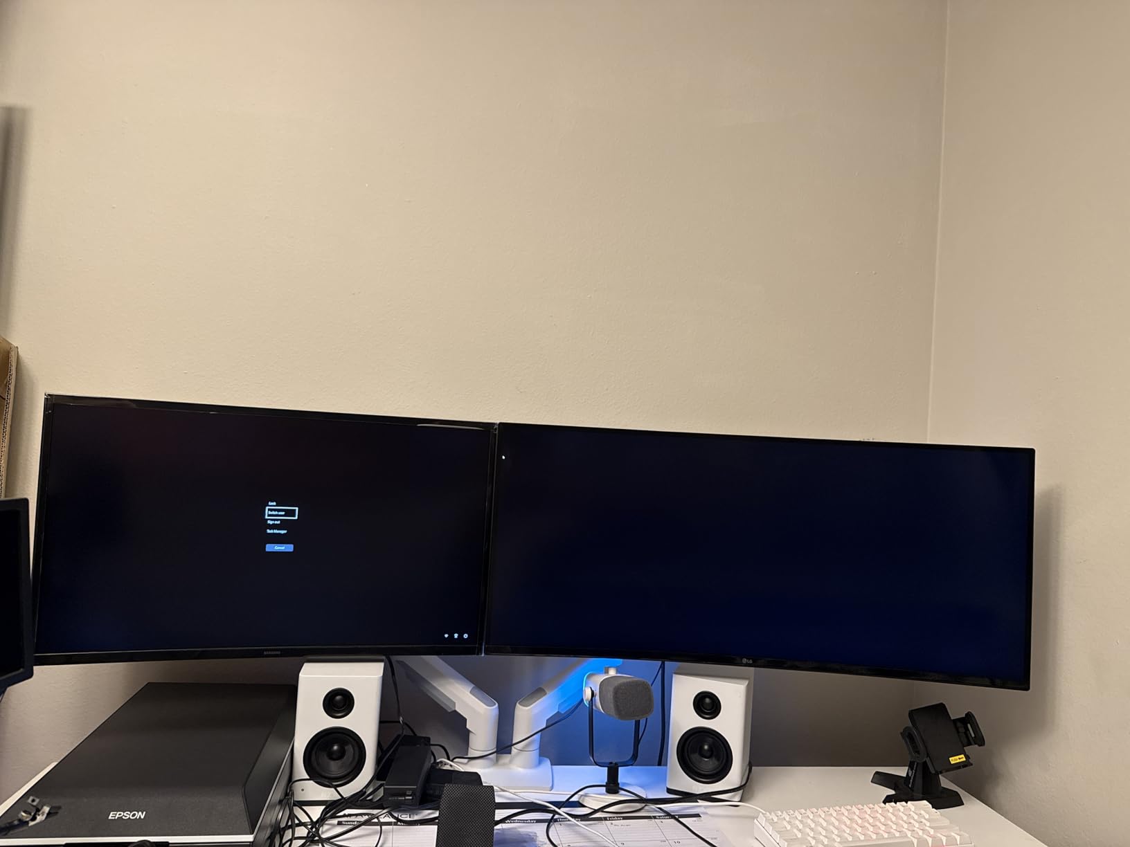 HUANUO FlowLift Dual Monitor Stand, Fully Adjustable Gaming Monitor Desk Mount for 13-32 inch Computer Screens, Full Motion VESA 75x75/100x100 with C-Clamp & Grommet Base, Each Arm Holds 4.4 to 19.8 lbs customer photo 1
