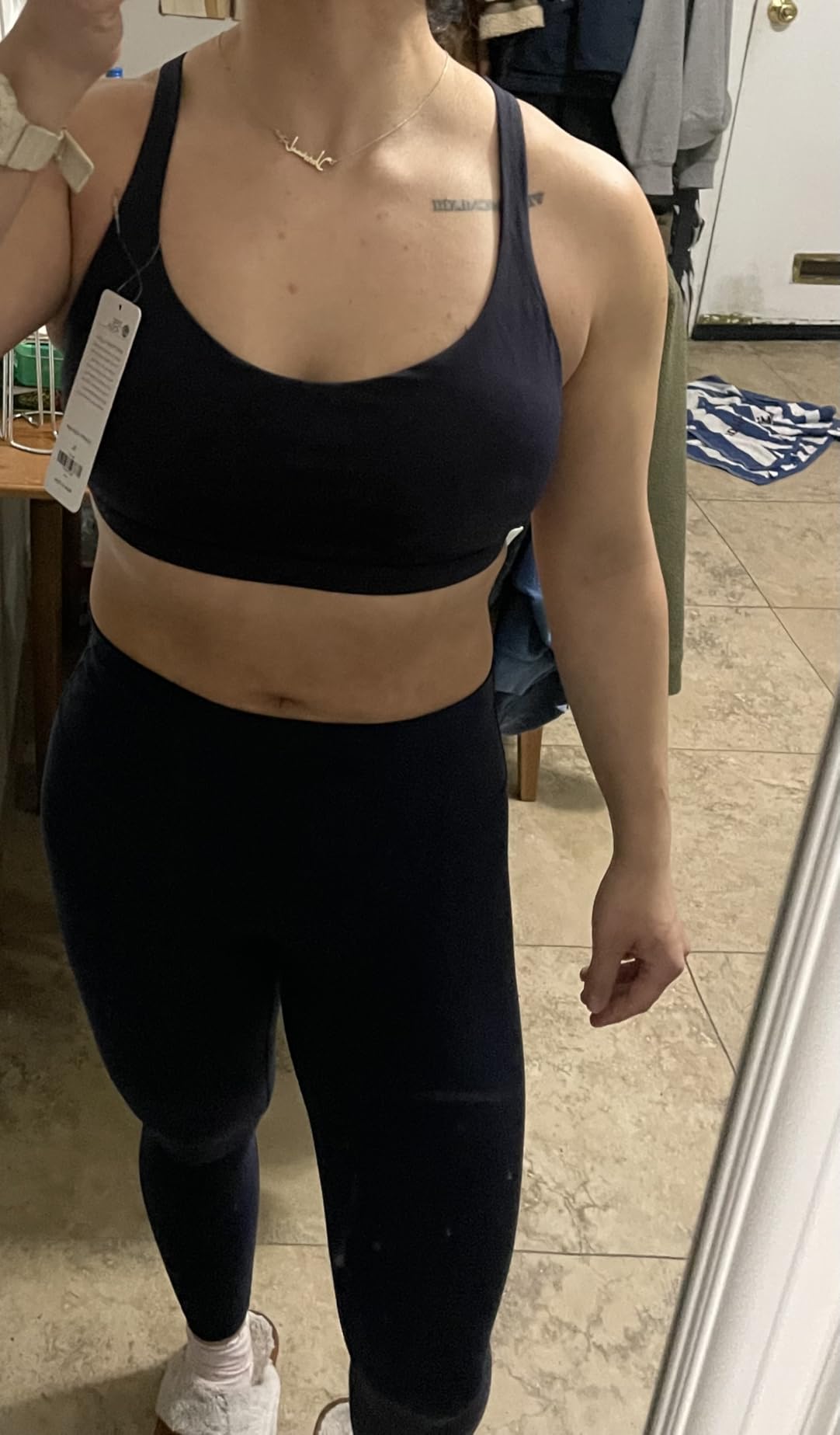 Naked Feeling Strappy Sports Bras for Women - Criss Cross Back Wireless Padded Cami Yoga Workout Top customer photo 1
