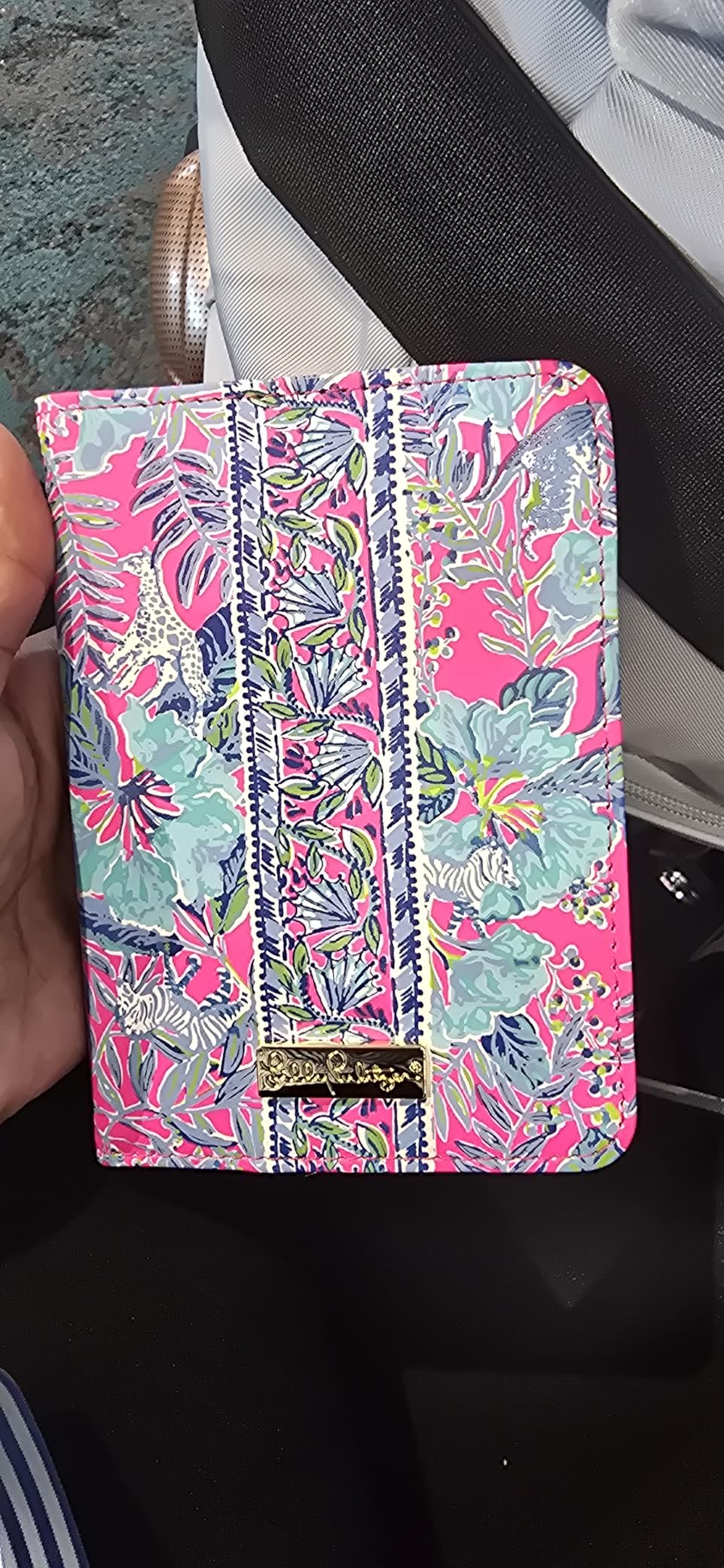 Lilly Pulitzer Vegan Leather Passport Holder, Cute Passport Cover, Travel Wallet with Credit Card Slots, Swizzle In customer photo 1