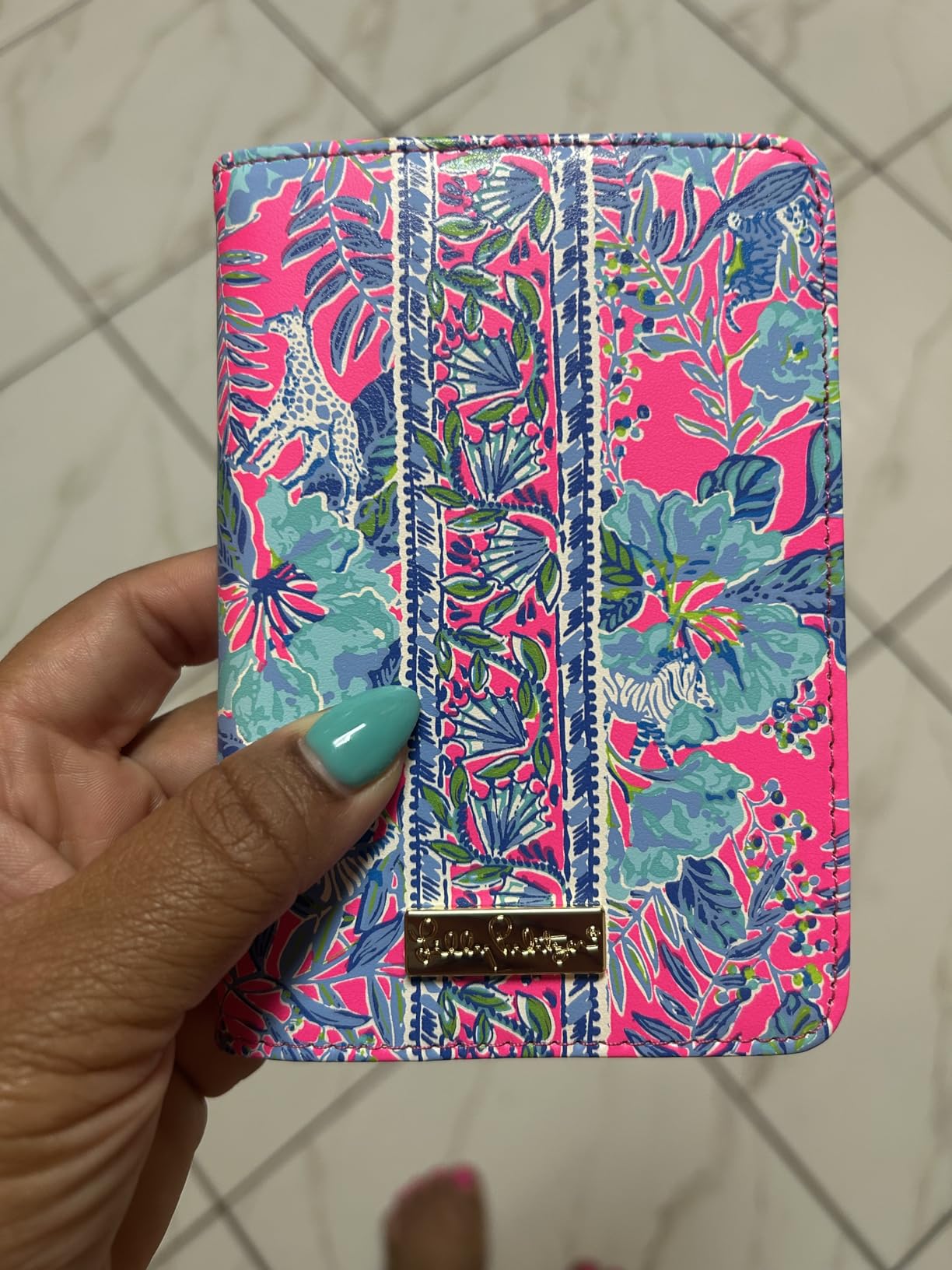 Lilly Pulitzer Vegan Leather Passport Holder, Cute Passport Cover, Travel Wallet with Credit Card Slots, Swizzle In customer photo 2