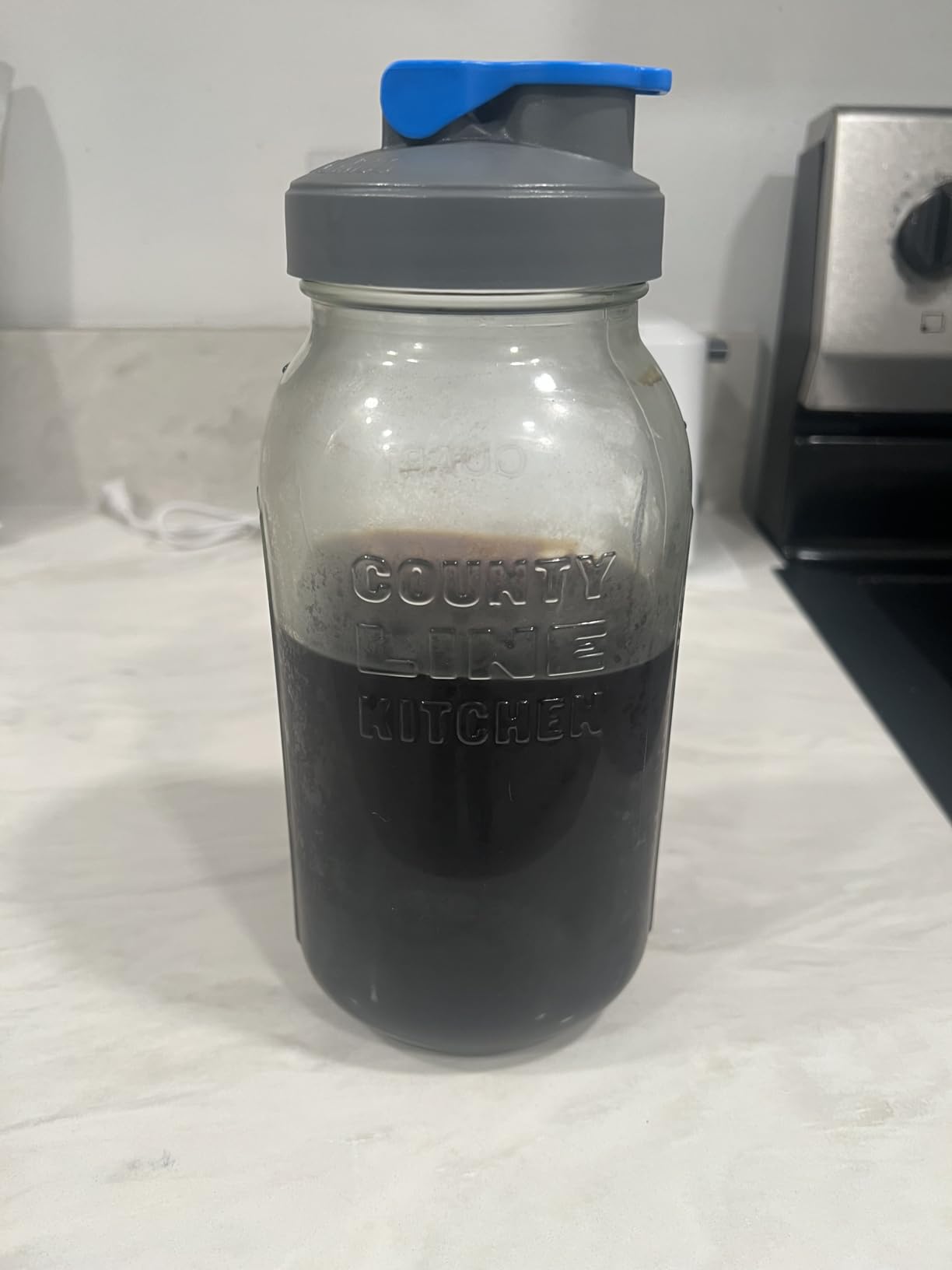 County Line Kitchen 64 oz Glass Cold Brew Coffee Maker with Leak-Proof Lid, Wide Mouth Mason Jar - Iced Coffee and Tea Pitcher - Gray customer photo 1