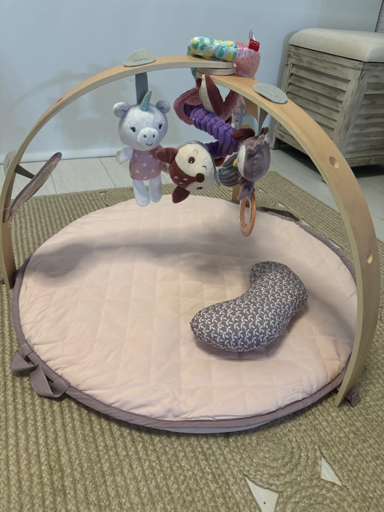 Ingenuity Cozy Spot Reversible Duvet Activity Gym & Play Mat with Wooden Toy bar customer photo 2