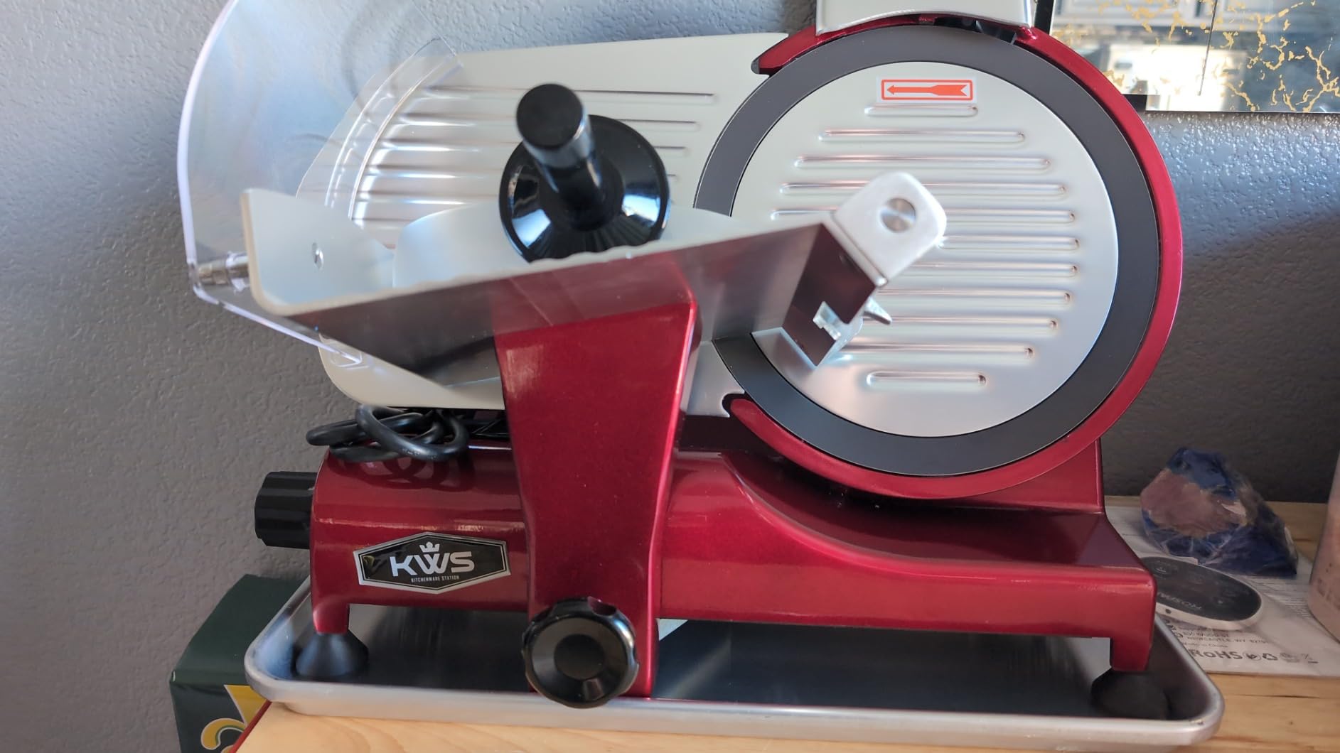 KWS MS-10XT Premium 320W Electric Meat Slicer 10-Inch in Red with Non-sticky Teflon Blade, Frozen Meat/Deli/Cheese/Food Slicer Low Noises Commercial and Home Use [ETL, NSF Certified] customer photo 1