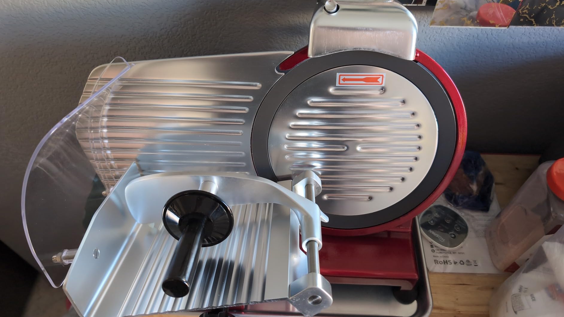 KWS MS-10XT Premium 320W Electric Meat Slicer 10-Inch in Red with Non-sticky Teflon Blade, Frozen Meat/Deli/Cheese/Food Slicer Low Noises Commercial and Home Use [ETL, NSF Certified] customer photo 2
