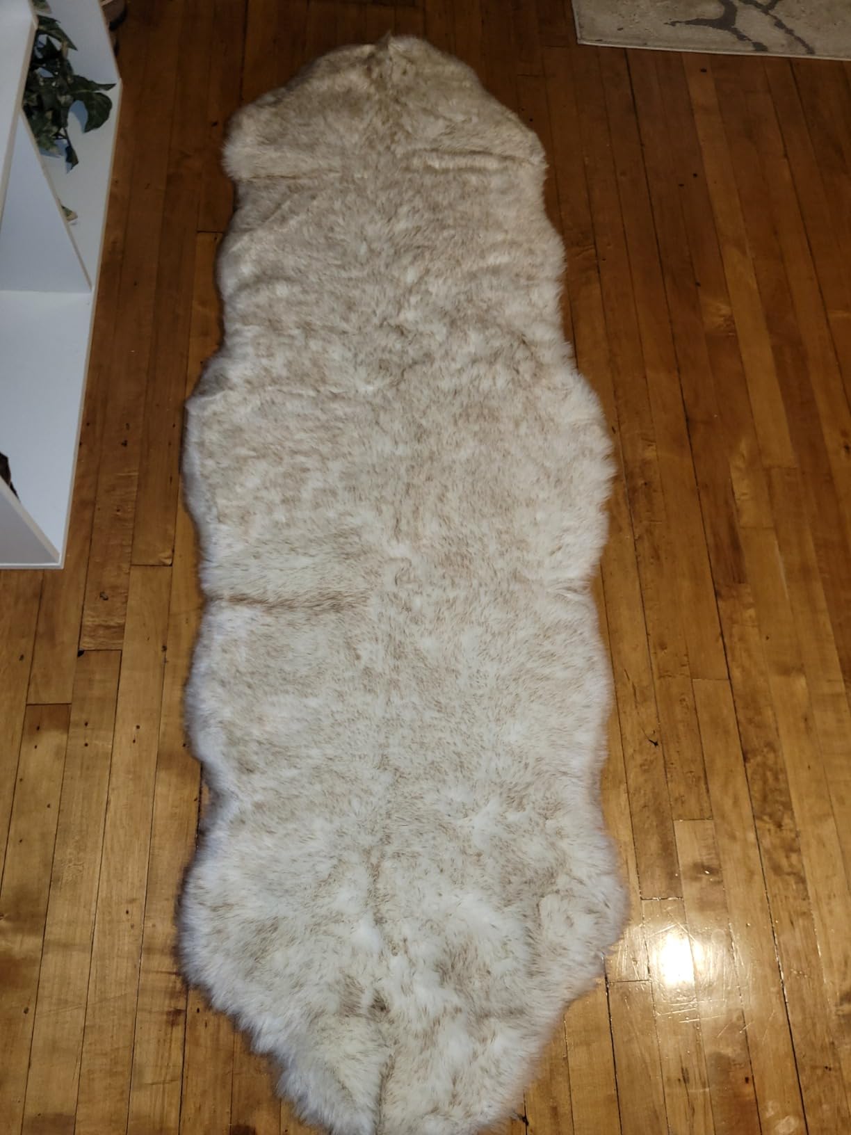 Ashler Home Deco Ultra Soft Faux Fox Fur Rug White Brown Fluffy Area Rug, Carpets Fluffy Rug Chair for Bedroom Floor Sofa Living Room 2 x 6 Feet customer photo 2