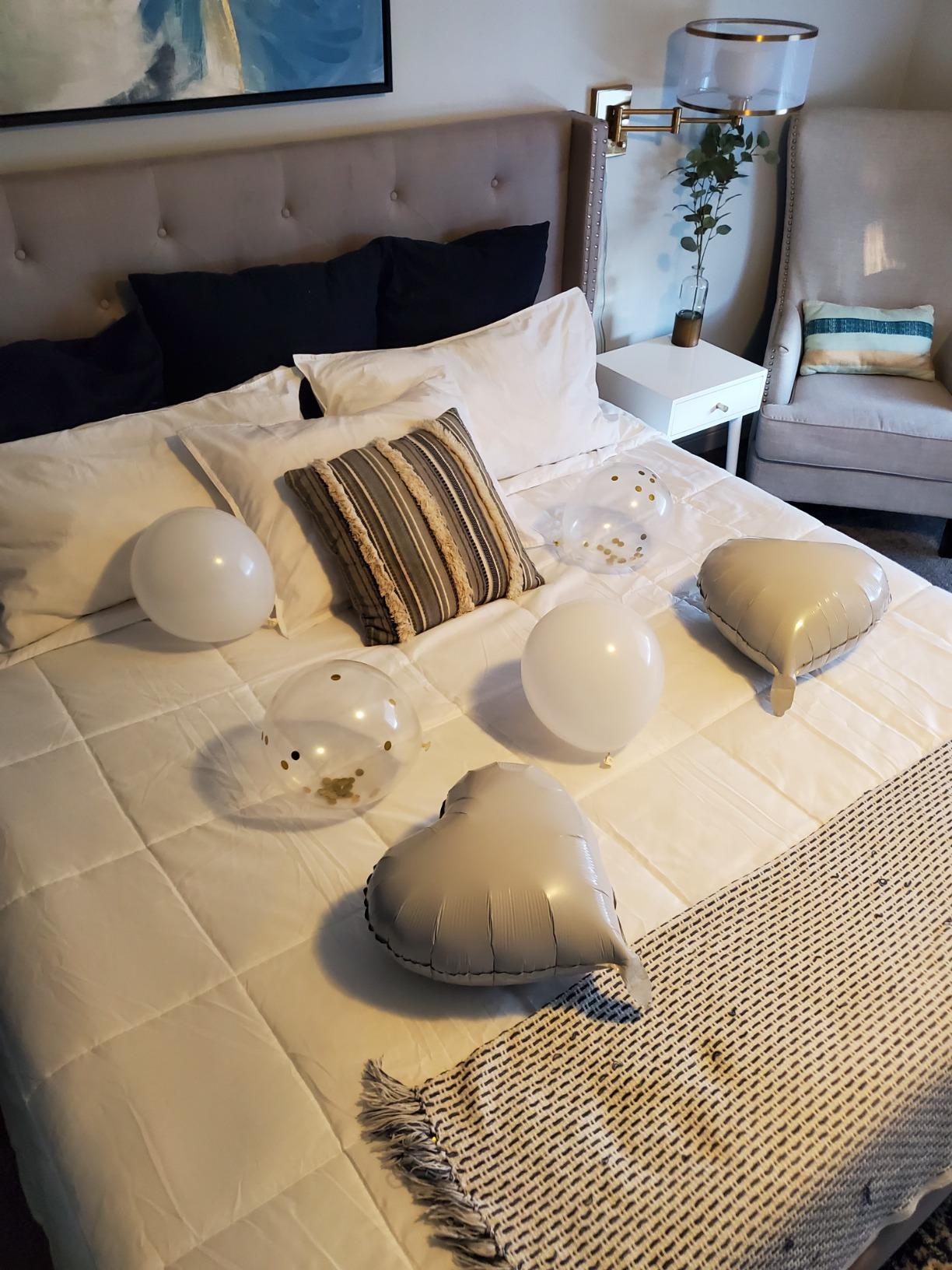 VIDAL CRAFTS Gold Engagement Party Decorations - White & Gold Decor with Engaged Banner, Mr and Mrs Balloons, Latex Heart Confetti Balloons, Engagement Ring Balloon customer photo 2