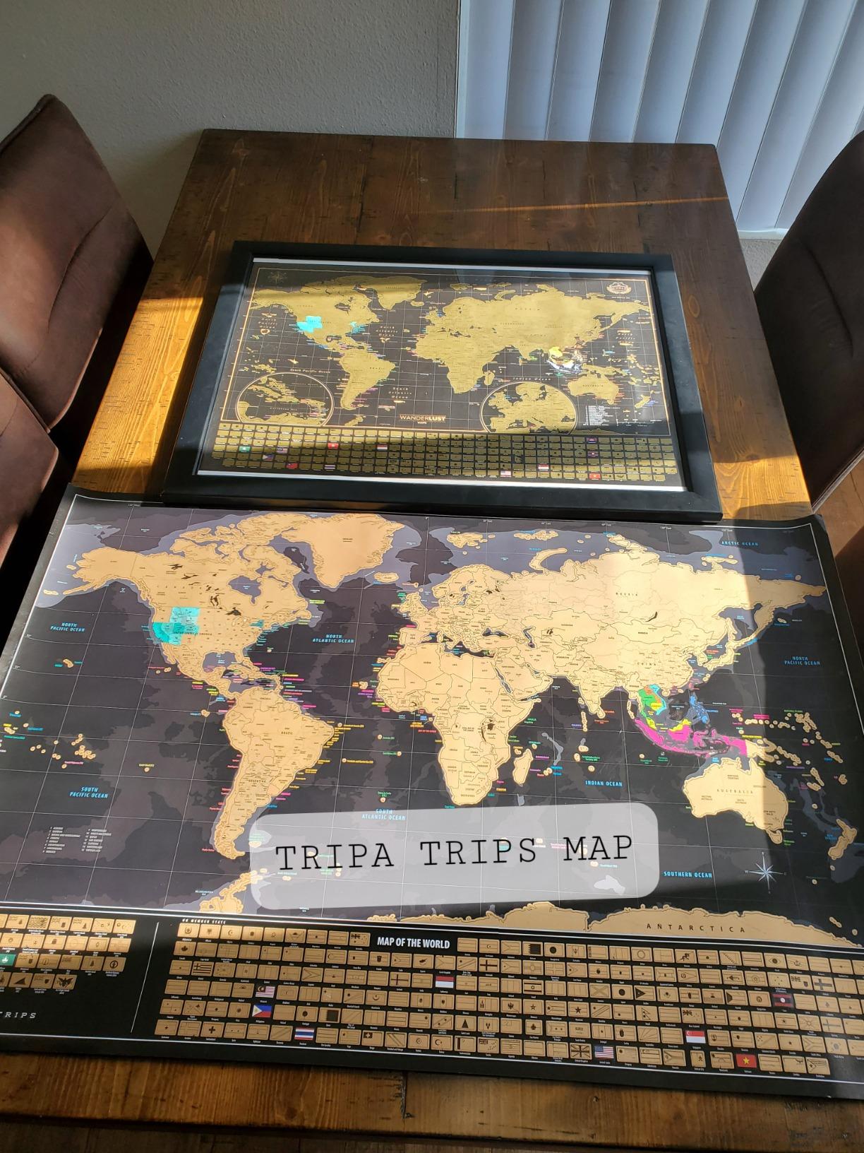 XL Scratch off World Map with 233 Flags - 36x24 Travel Tracker Poster with USA Map - Detailed World Map Wall Decor with Scratch Tools - Easy to Frame Deluxe Gift for Travelers, Couples & Families customer photo 2