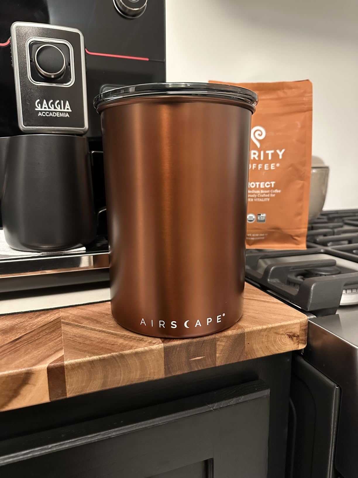 Planetary Design Airscape Stainless Steel Coffee Canister | Food Storage Container | US Patented Inner Plunger Lid REMOVES Excess Oxygen | Don't Buy airtight, Buy AIR-Less | (Medium, Matte White) customer photo 2