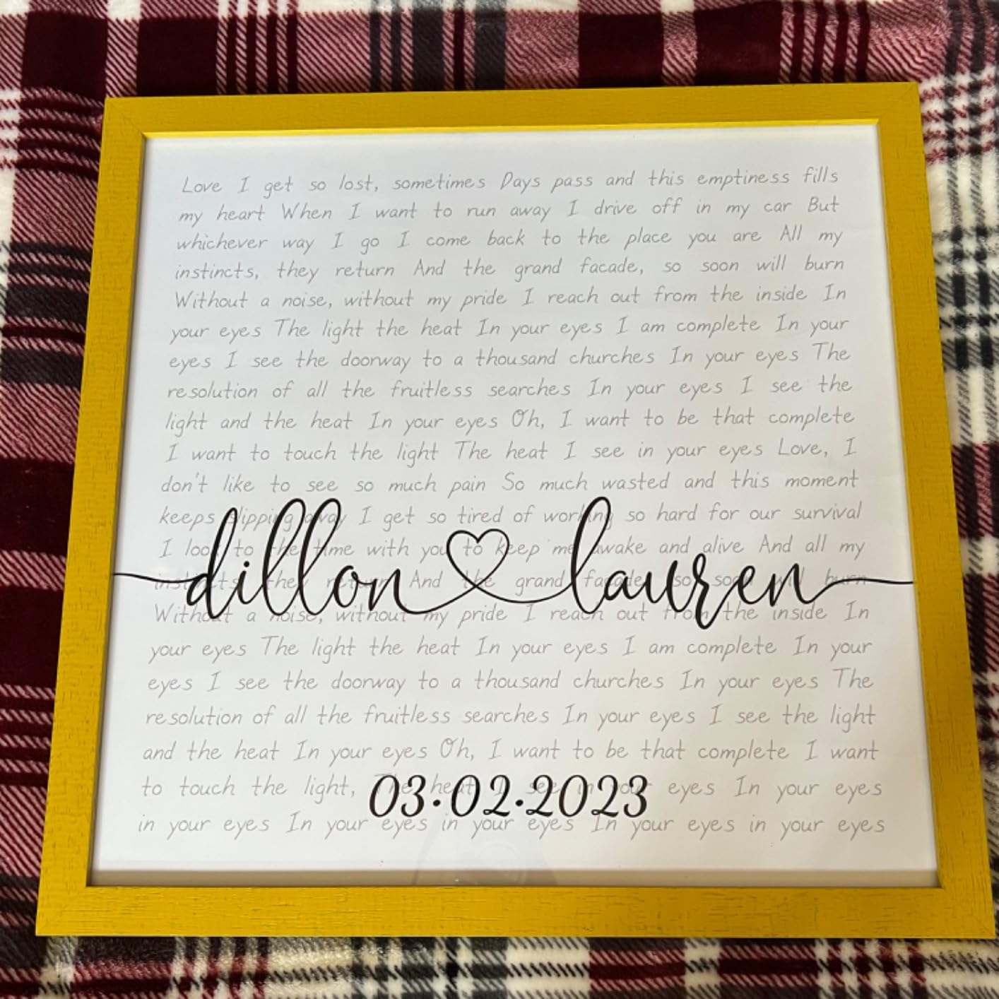 Custom Anniversary Gift for Husband Song Lyrics Print, Wedding Song Lyric, First Dance Song Poster, Wall Art Decor, Valentines Day Gifts customer photo 2