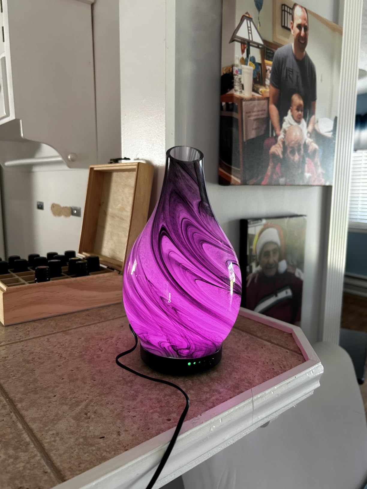 Essential Oil Diffuser 120ml Ultrasonic Aromatherapy Diffuser with Handmade Glass with Auto Shut-Off Protection 4 Timer Setting 7 Colors Changed LED Diffuser for Home Yoga Office customer photo 1