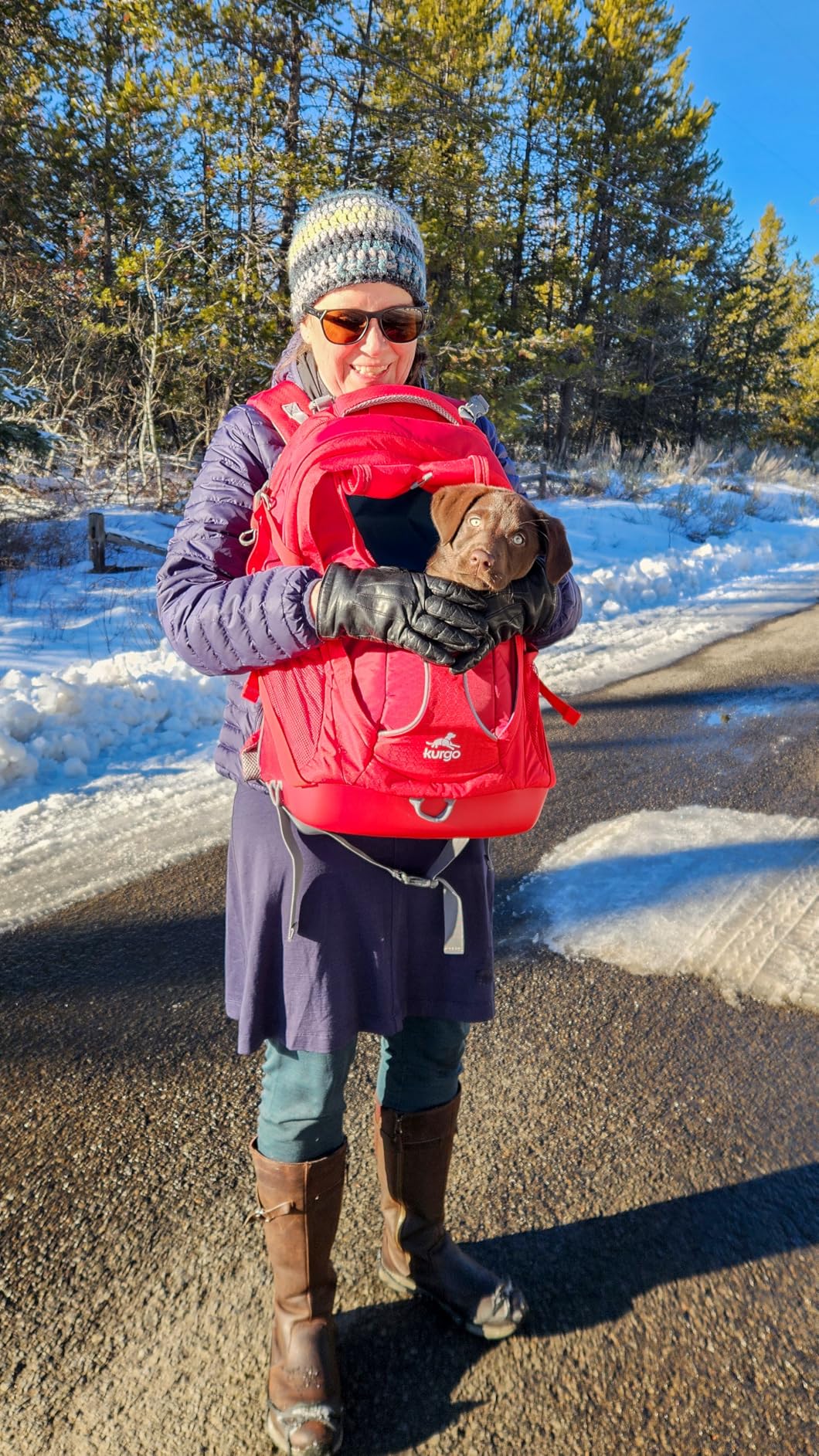 Kurgo G-Train Dog Carrier Backpack - Comfortable Travel Bag for Pets Up to 25 lbs - Waterproof Bottom - Multi-Compartment Pack - Dog Hiking Gear - Rugged Adventure Backpack - Red customer photo 1