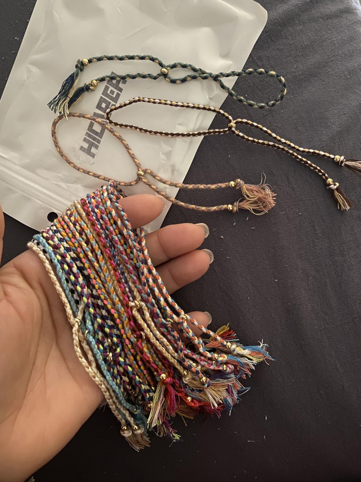 Hicarer 28 Pieces Woven Wrap Friendship Bracelets Handmade Boho Braided Friendship Anklets Adjustable Colorful Beaded String Bracelet customer photo 1