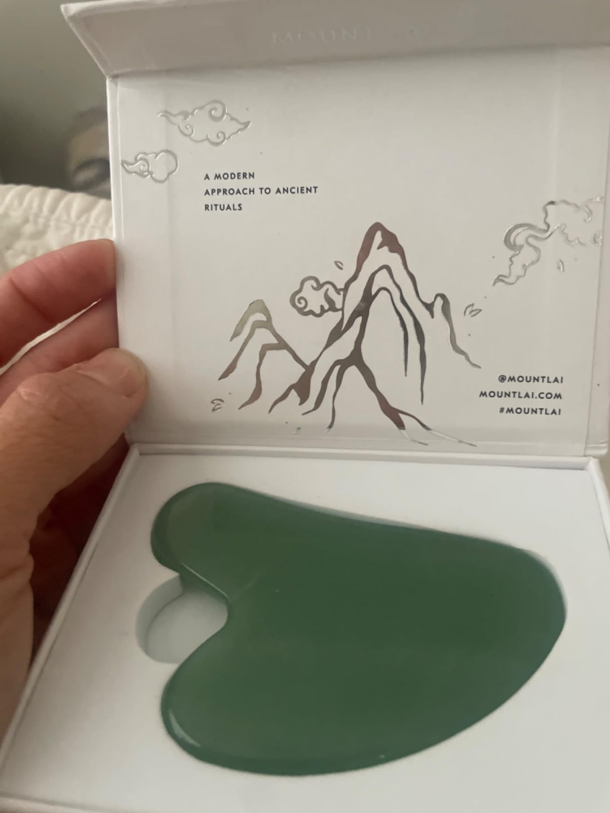 Mount Lai Jade Gua Sha Facial Tool - The Stone of Eternal Youth - 100% Genuine Jade Stone Face Sculpting Tool for Lymphatic Drainage, Puffiness Reduction & Timeless Radiance customer photo 1